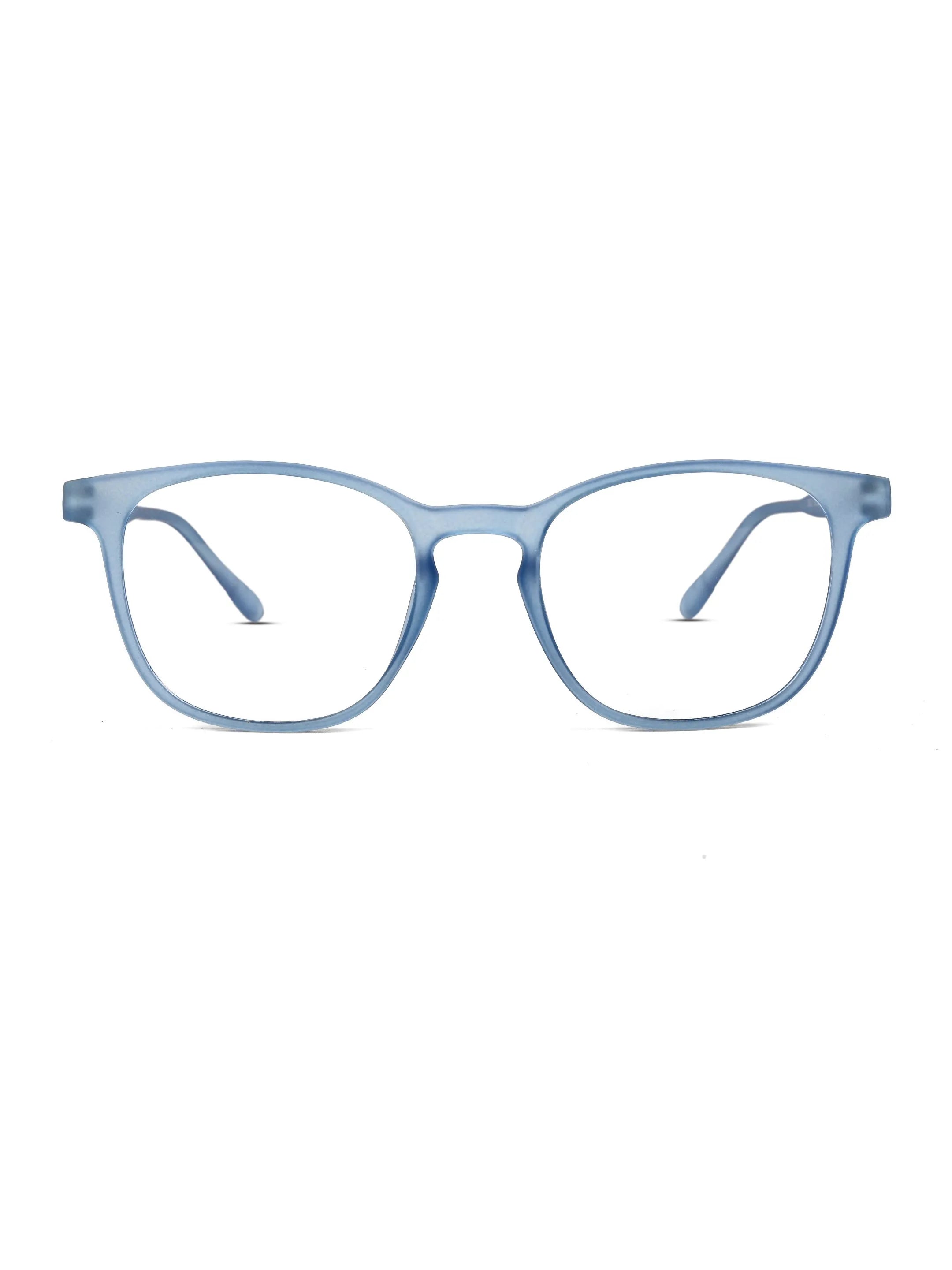Clario | Transparent Blue Medium Full Rim RECTANGLE Computer Glasses for Men & Women [Blue Block]