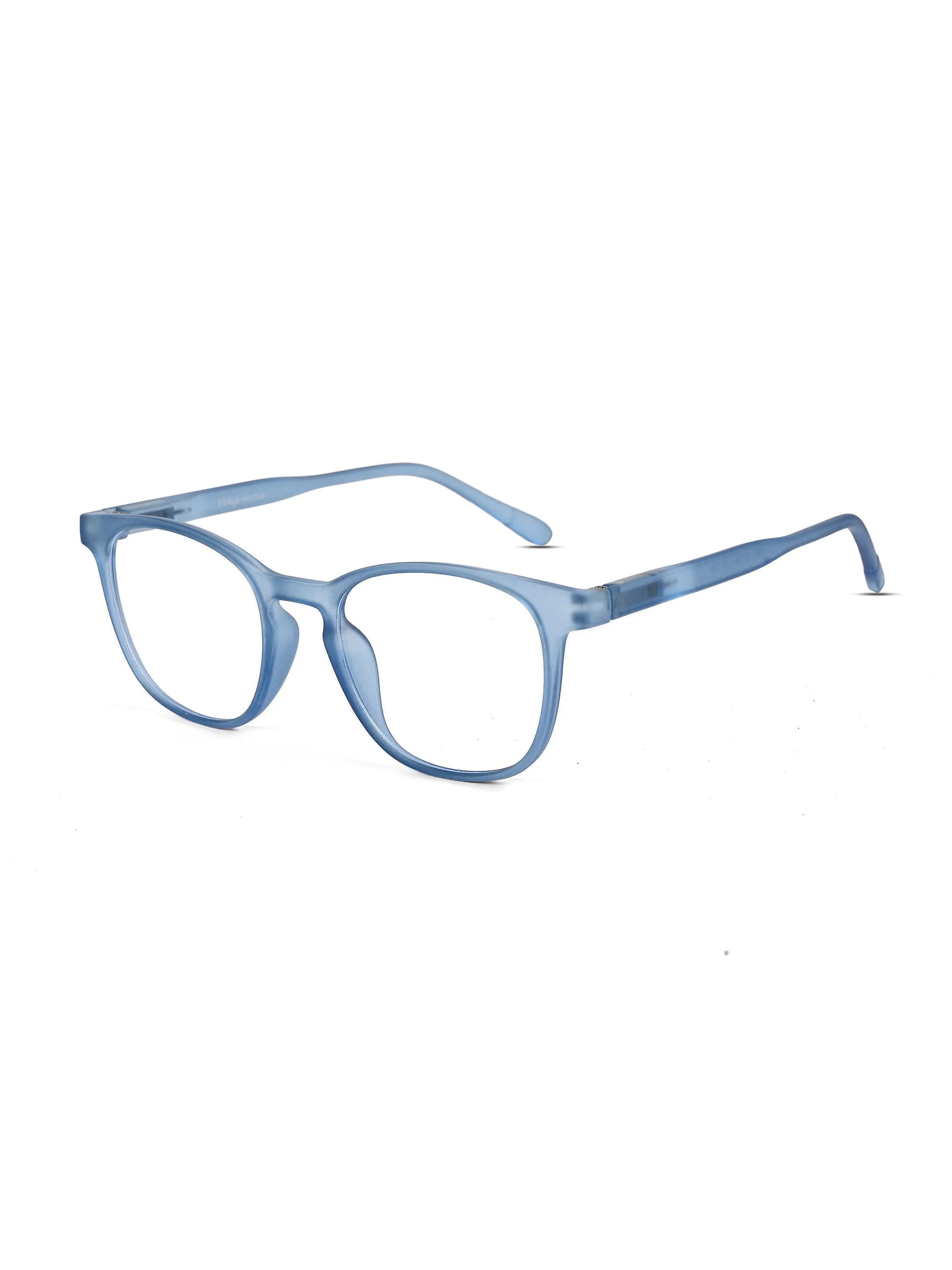 Clario | Transparent Blue Medium Full Rim RECTANGLE Computer Glasses for Men & Women [Blue Block]