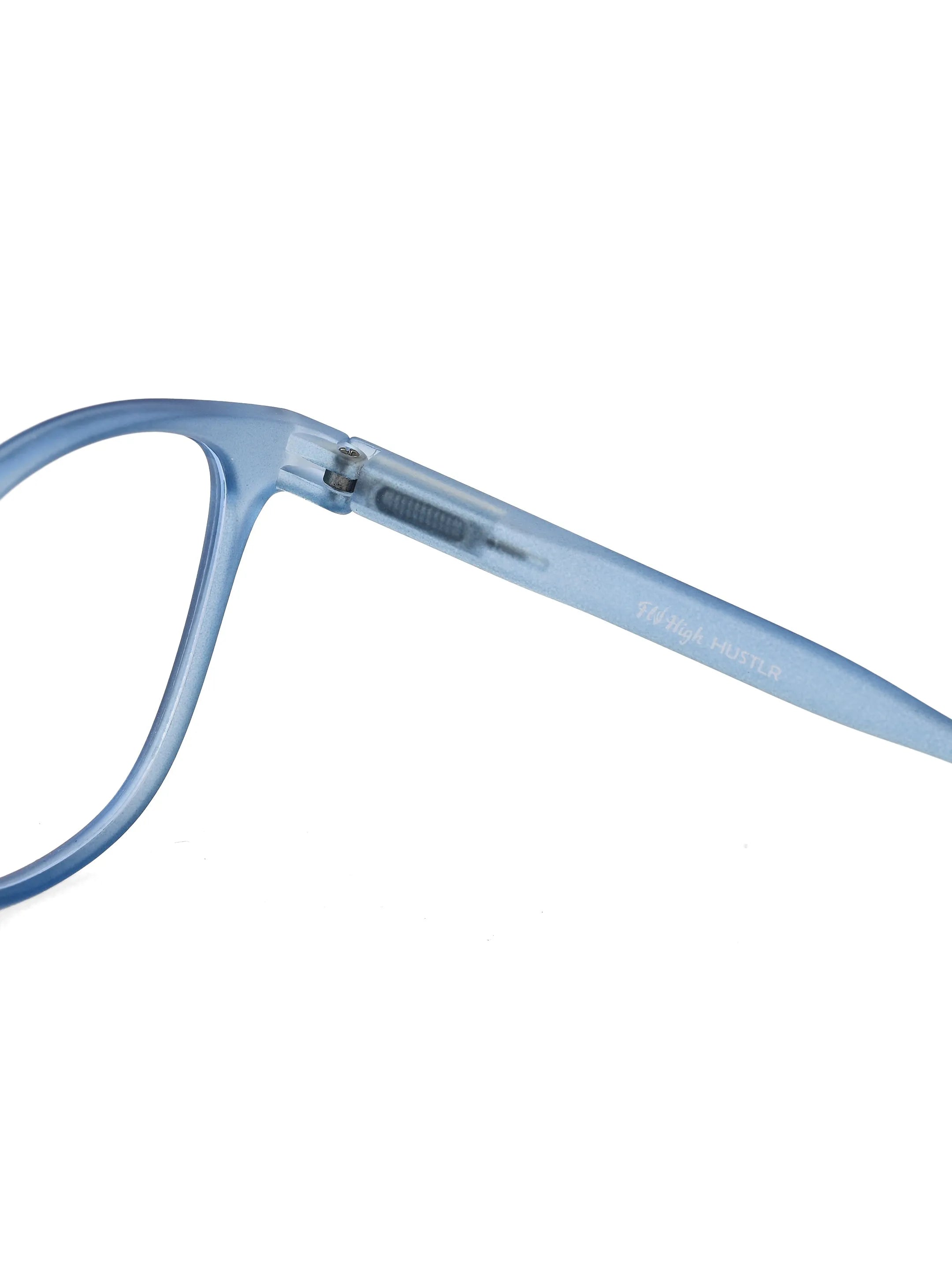 Clario | Transparent Blue Medium Full Rim RECTANGLE Computer Glasses for Men & Women [Blue Block]