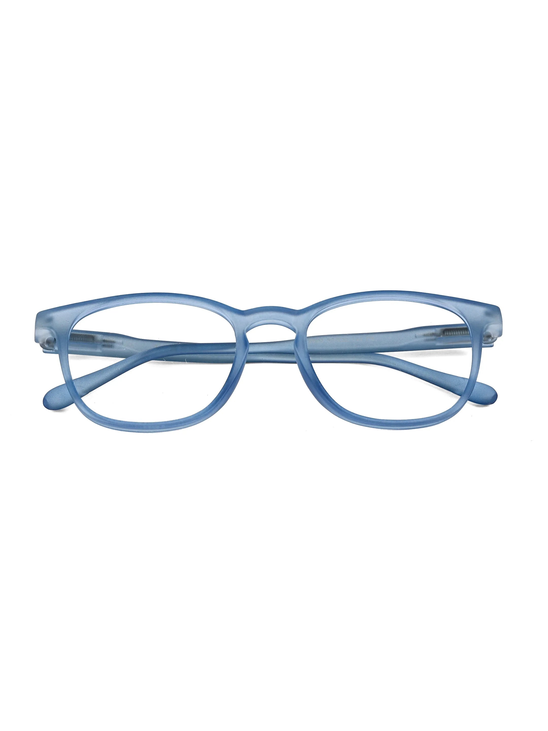 Clario | Transparent Blue Medium Full Rim RECTANGLE Computer Glasses for Men & Women [Blue Block]