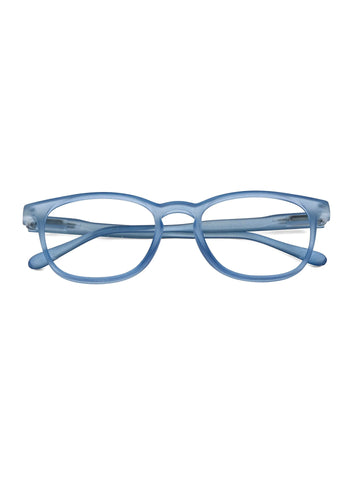 Clario | Transparent Blue Medium Full Rim RECTANGLE Computer Glasses for Men & Women [Blue Block]