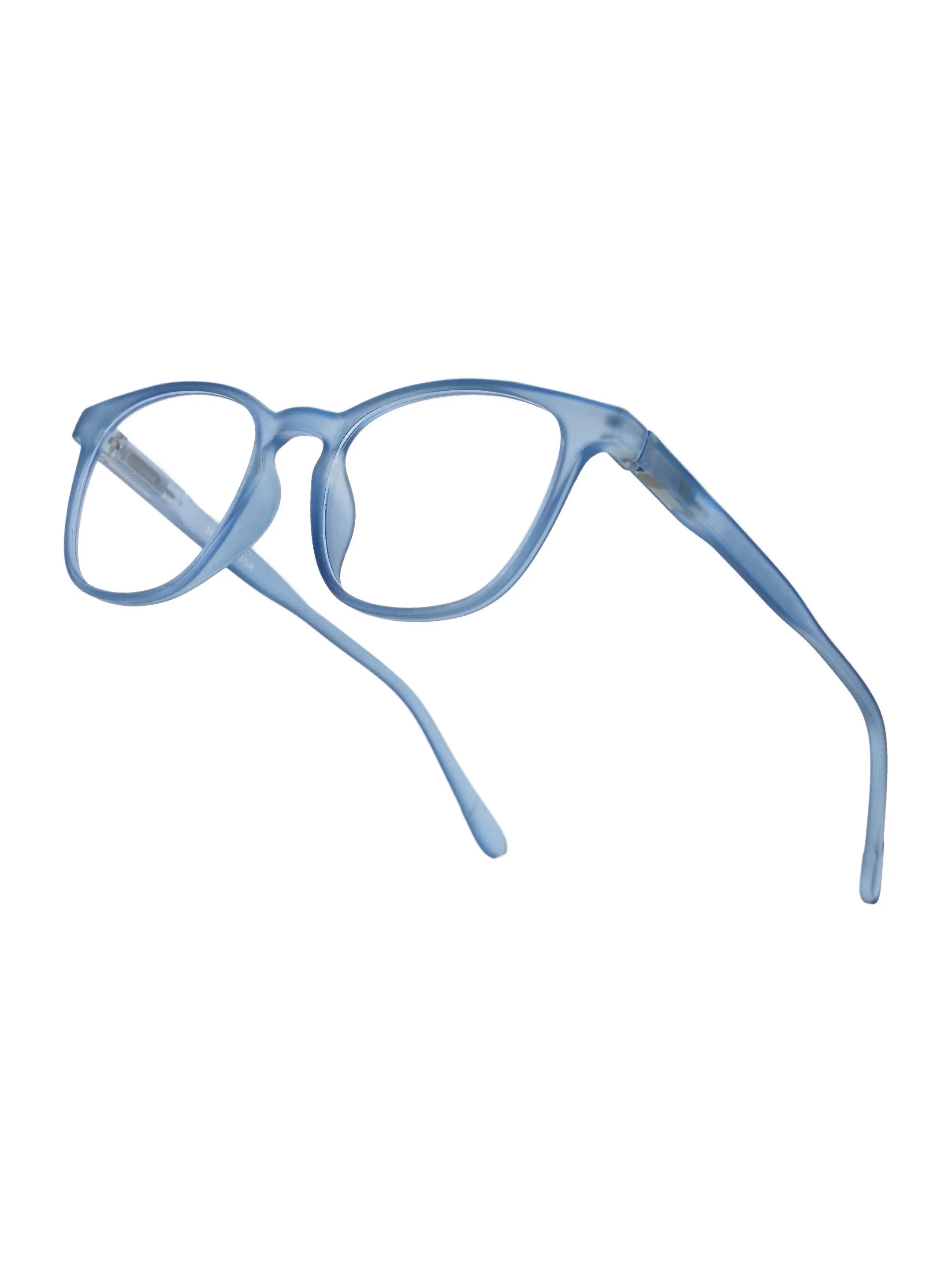 Clario | Transparent Blue Medium Full Rim RECTANGLE Computer Glasses for Men & Women [Blue Block]