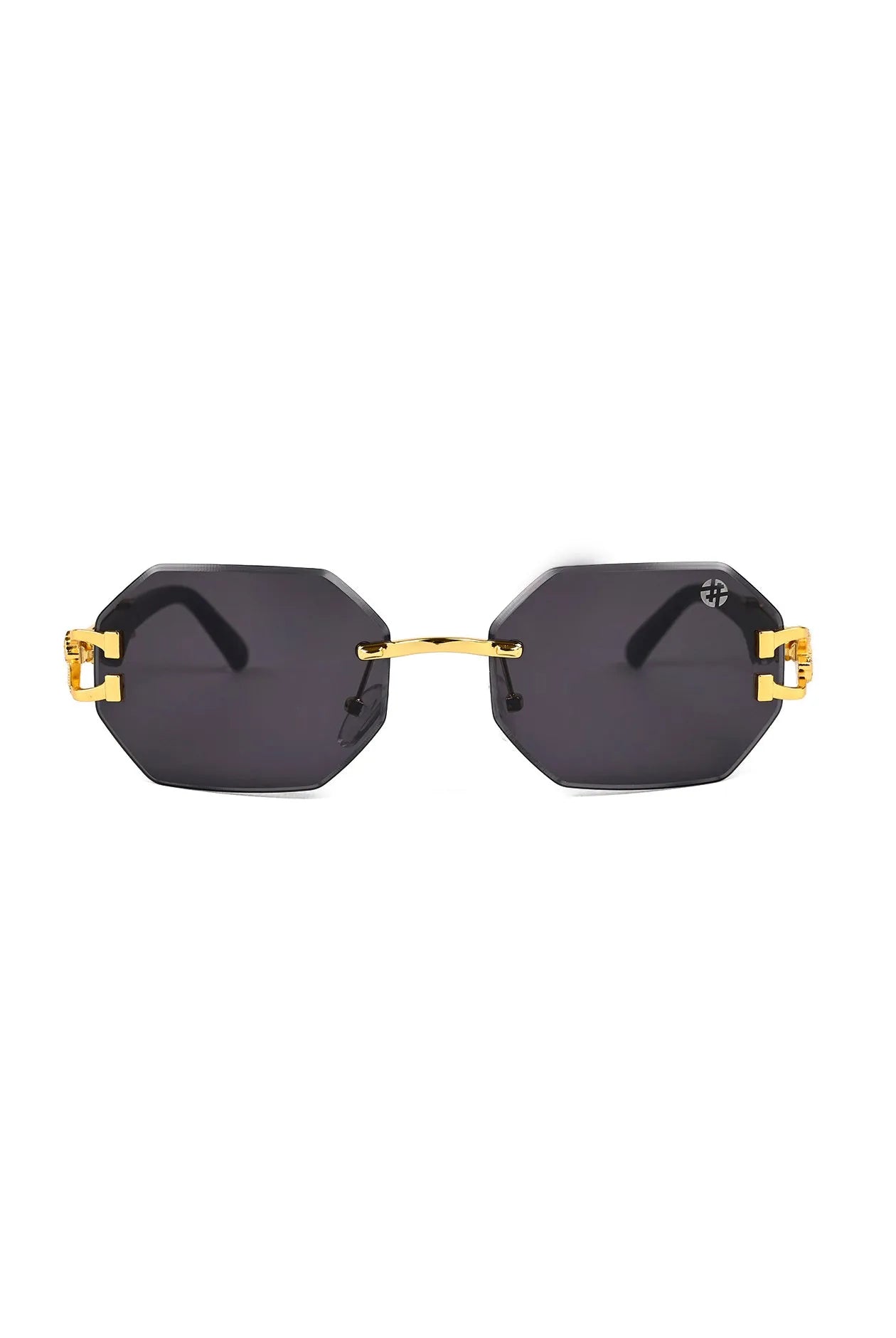 Astrolis | Black Medium Rim Less Hexagonal Sunglasses for Men [UV-protected]