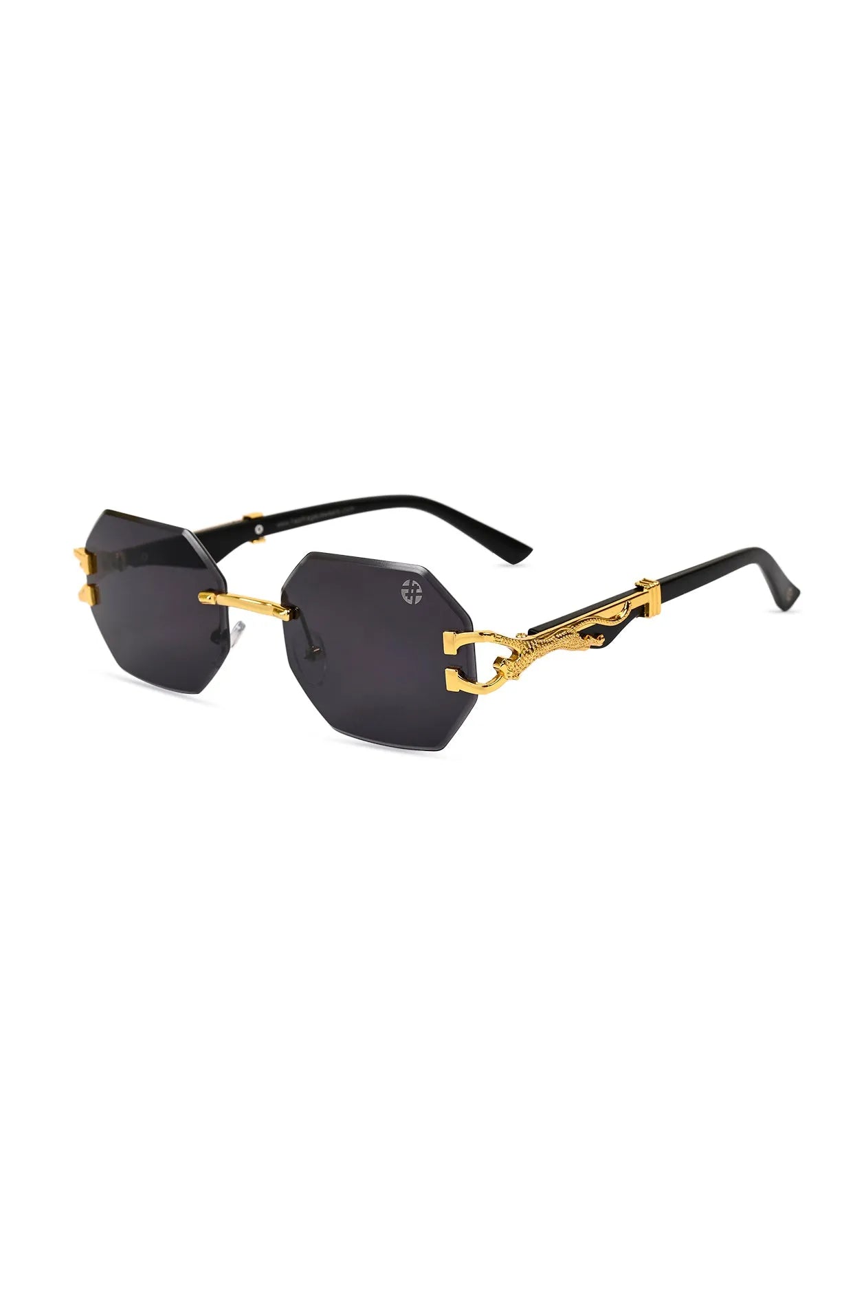 Astrolis | Black Medium Rim Less Hexagonal Sunglasses for Men [UV-protected]