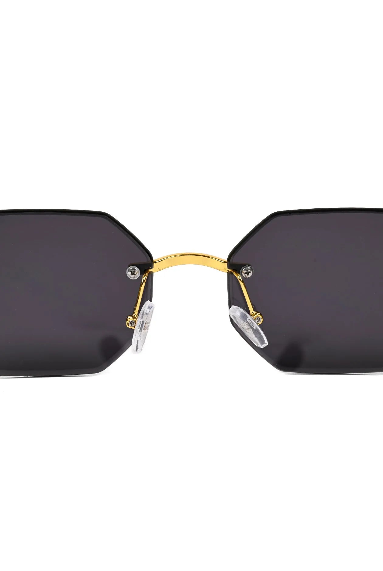 Astrolis | Black Medium Rim Less Hexagonal Sunglasses for Men [UV-protected]
