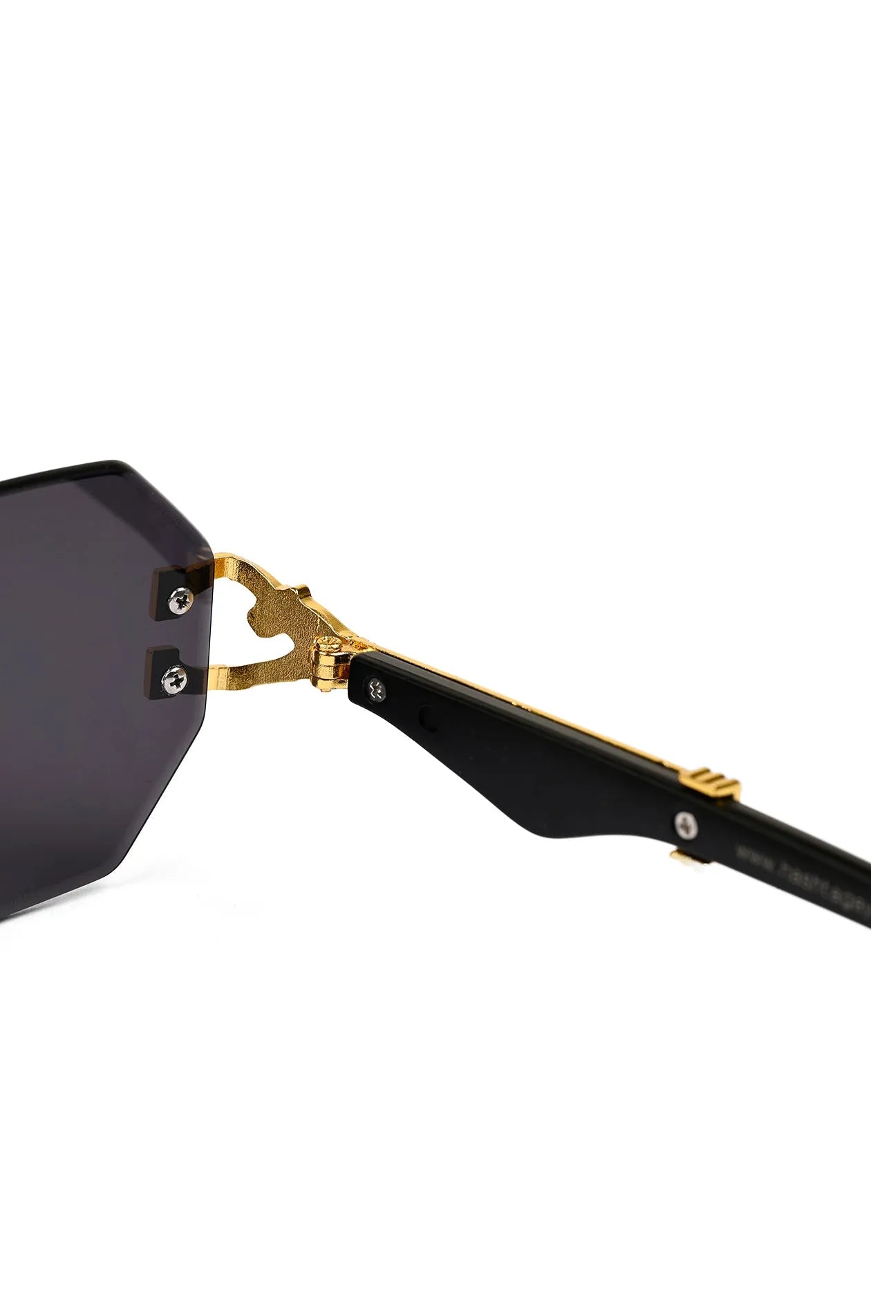 Astrolis | Black Medium Rim Less Hexagonal Sunglasses for Men [UV-protected]