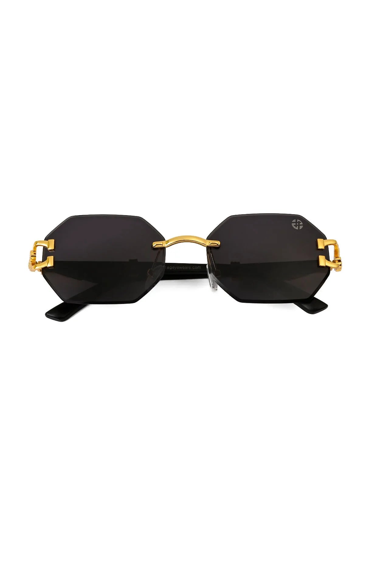 Astrolis | Black Medium Rim Less Hexagonal Sunglasses for Men [UV-protected]