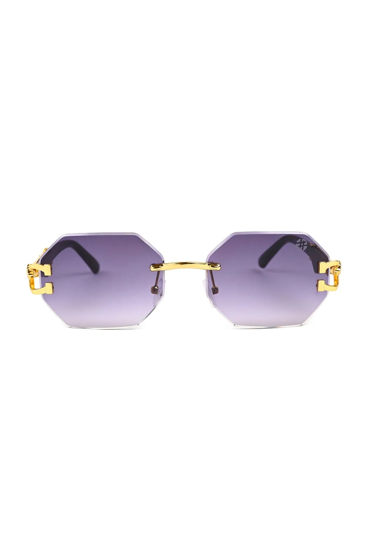 Astrolis | Gradient Grey Medium Rim Less Hexagonal Sunglasses for Men [UV-protected]