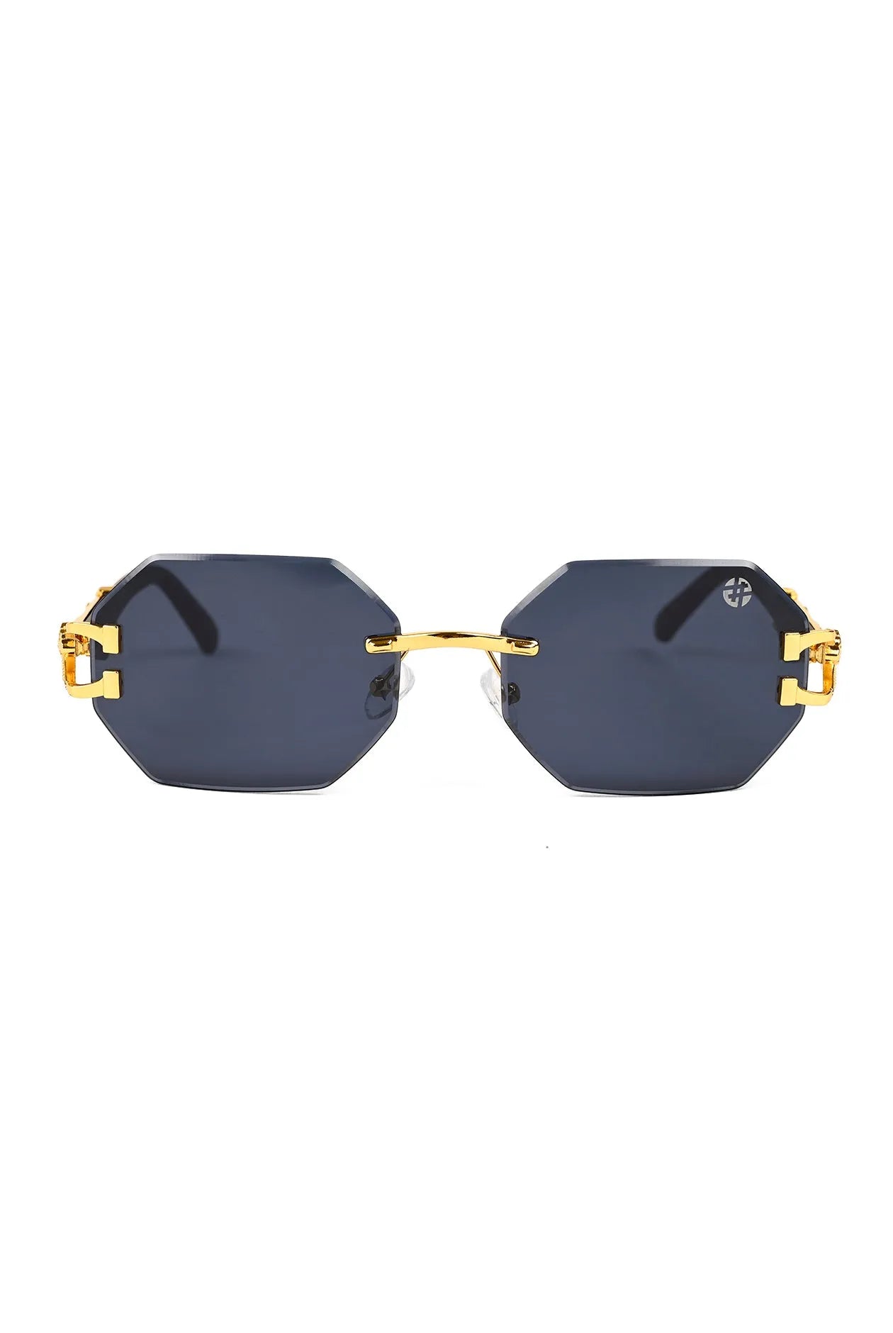 Astrolis | Blue Medium Rim Less Hexagonal Sunglasses for Men [UV-protected]