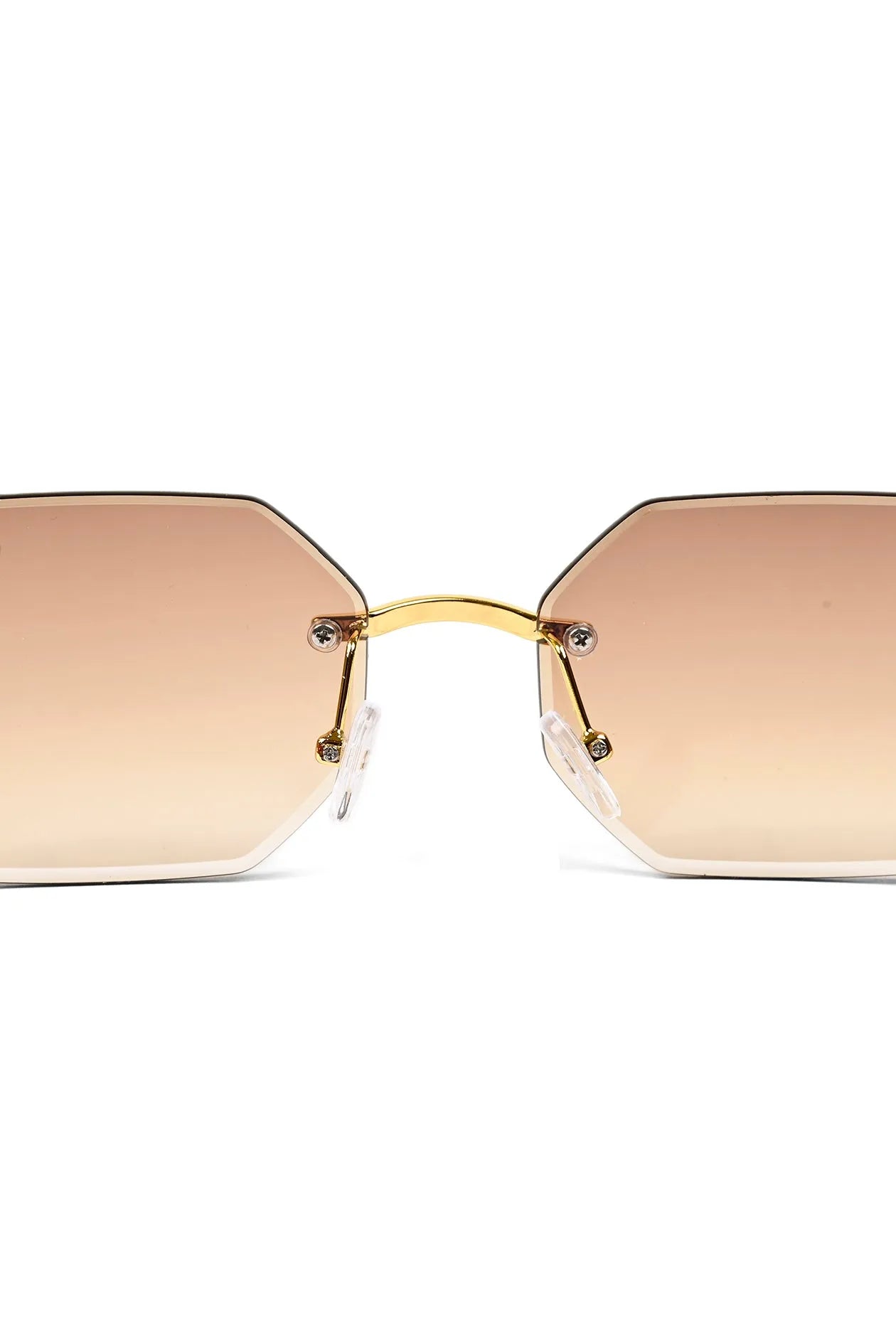 Astrolis | Brown Medium Rim Less Hexagonal Sunglasses for Men [UV-protected]