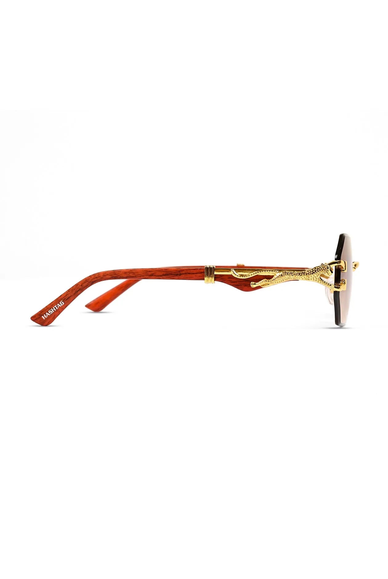 Astrolis | Brown Medium Rim Less Hexagonal Sunglasses for Men [UV-protected]