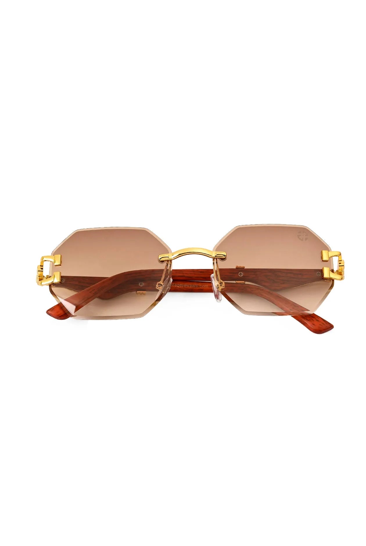 Astrolis | Brown Medium Rim Less Hexagonal Sunglasses for Men [UV-protected]