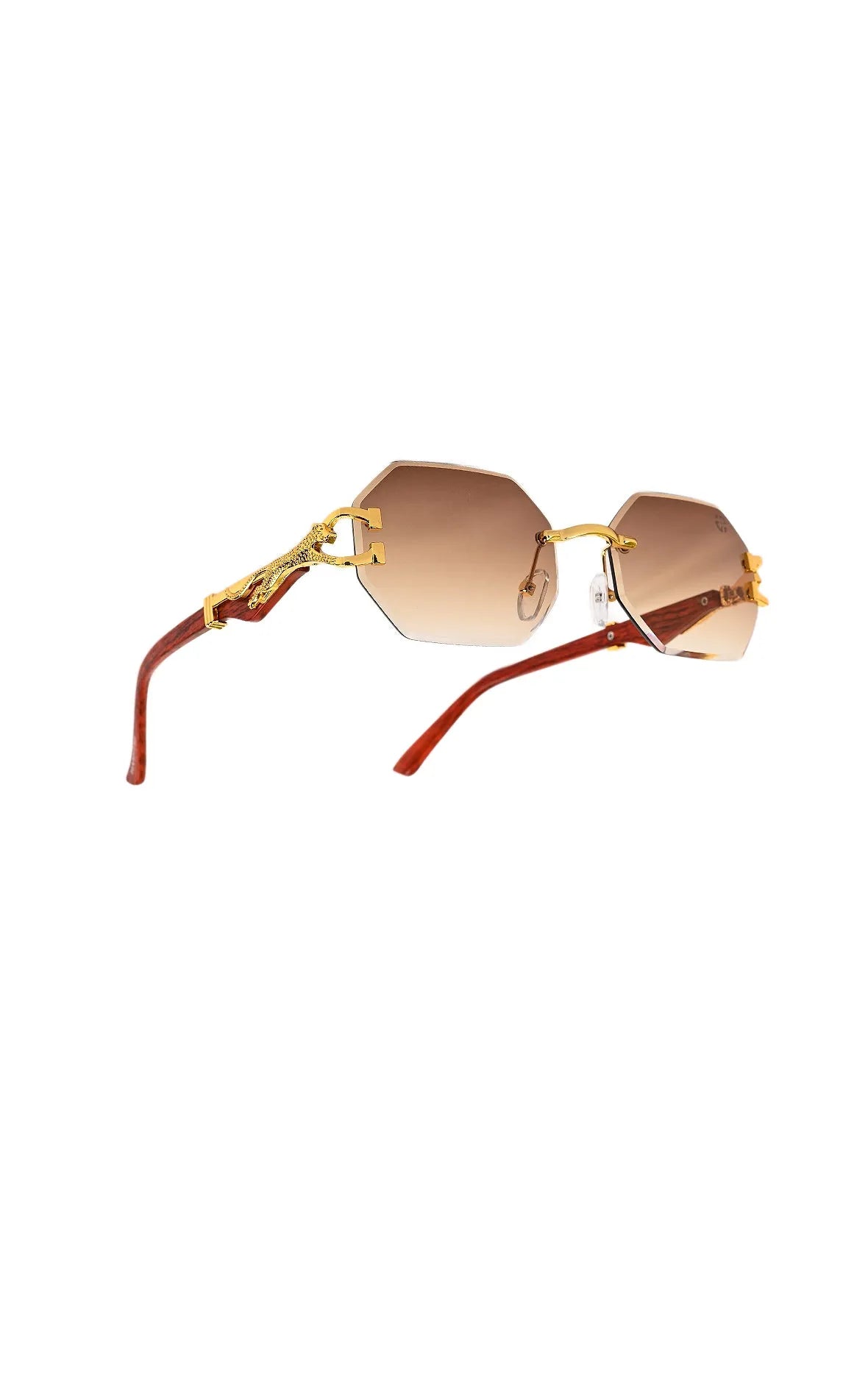 Astrolis | Brown Medium Rim Less Hexagonal Sunglasses for Men [UV-protected]