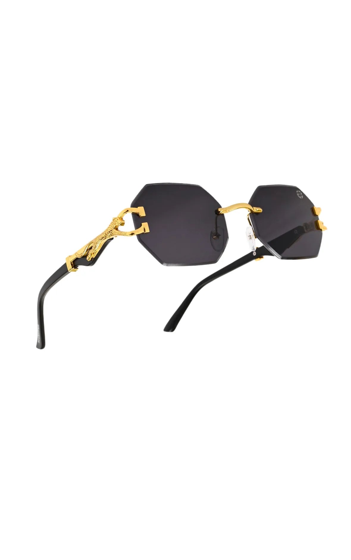 Astrolis | Black Medium Rim Less Hexagonal Sunglasses for Men [UV-protected]