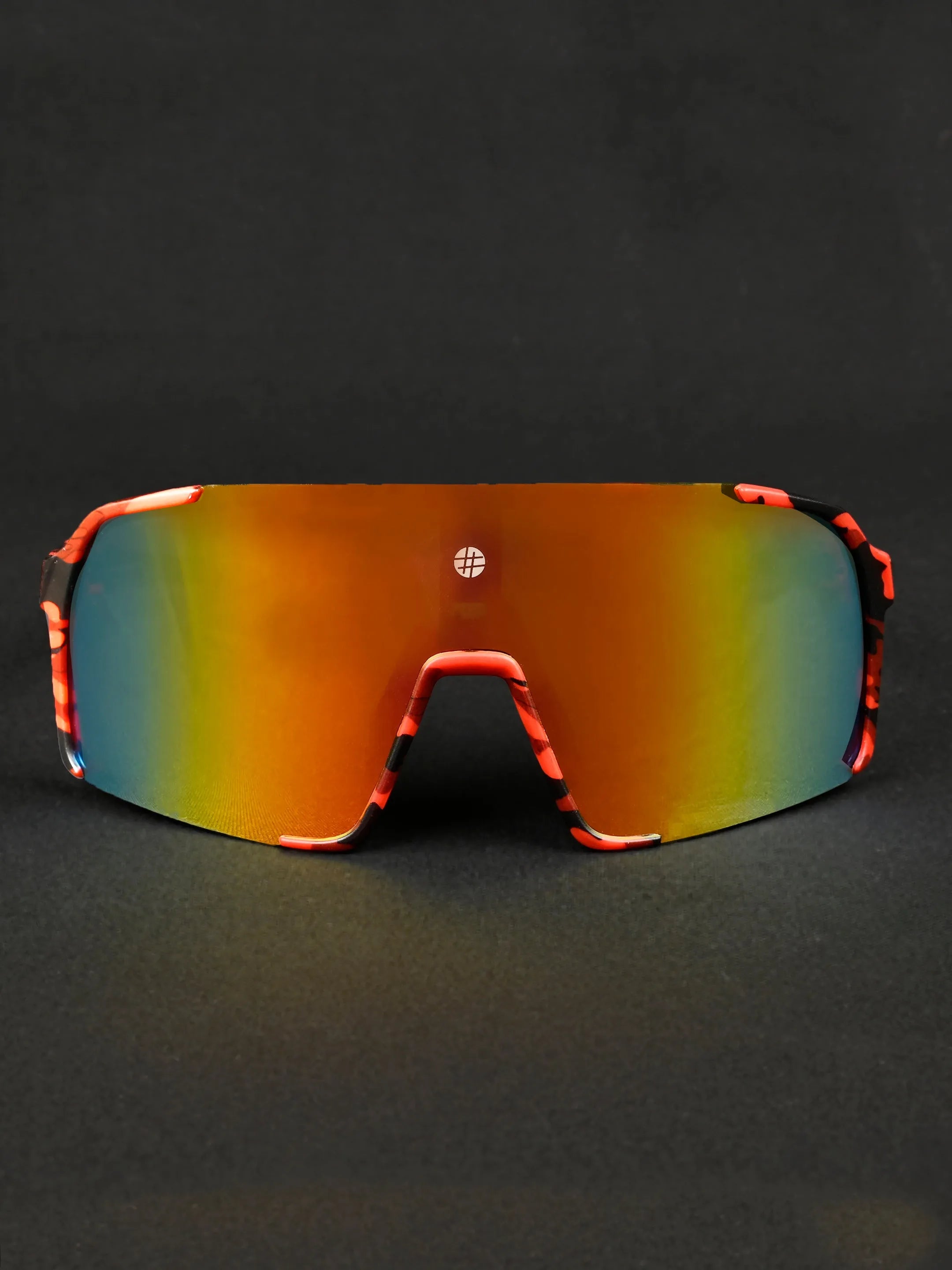 Swift | Red-Black Texture Large Full Rim Visor Sports for Men & Women [Mirrored]