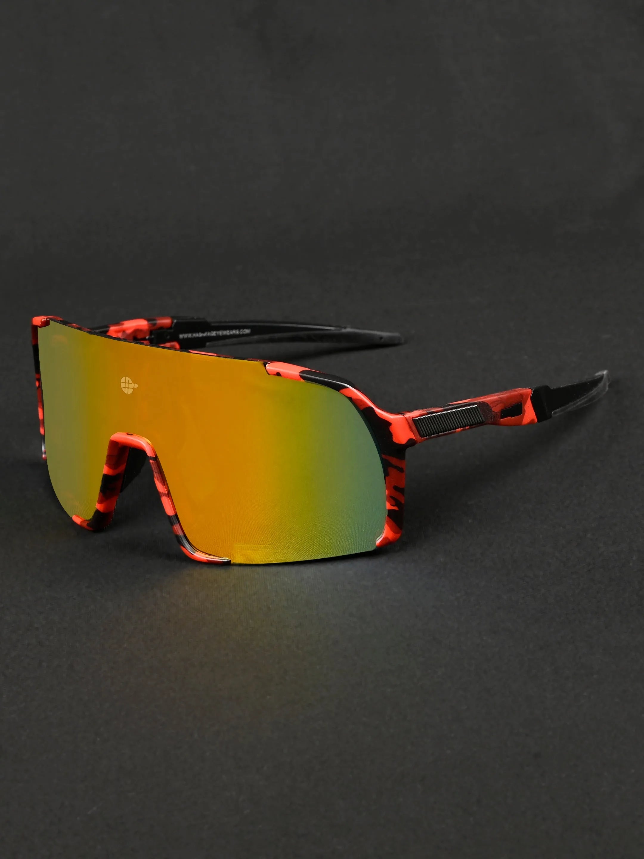 Swift | Red-Black Texture Large Full Rim Visor Sports for Men & Women [Mirrored]