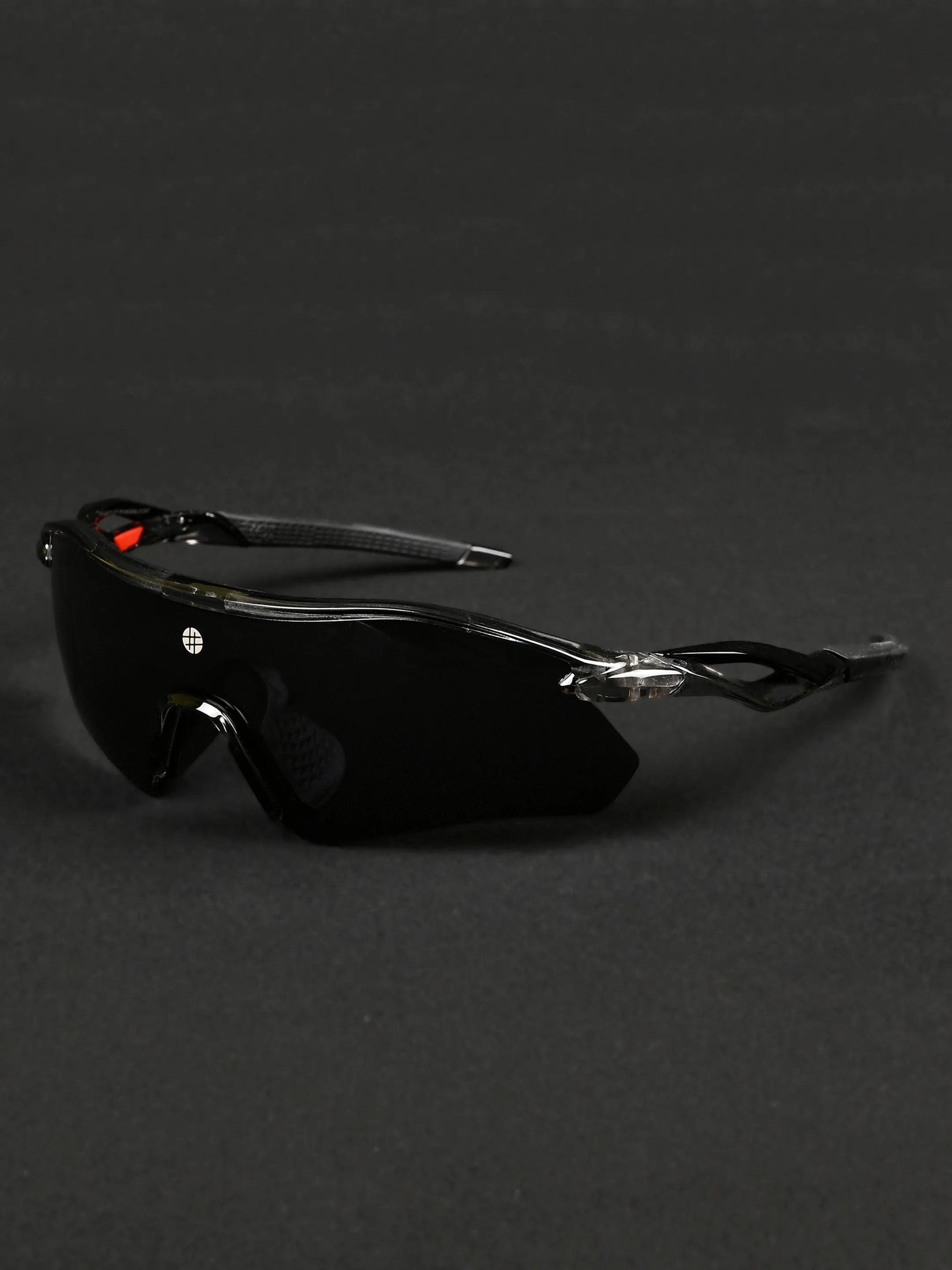 Falcon | Transparent Grey Large Half Rim Shield Sports for Men & Women [Mirrored]