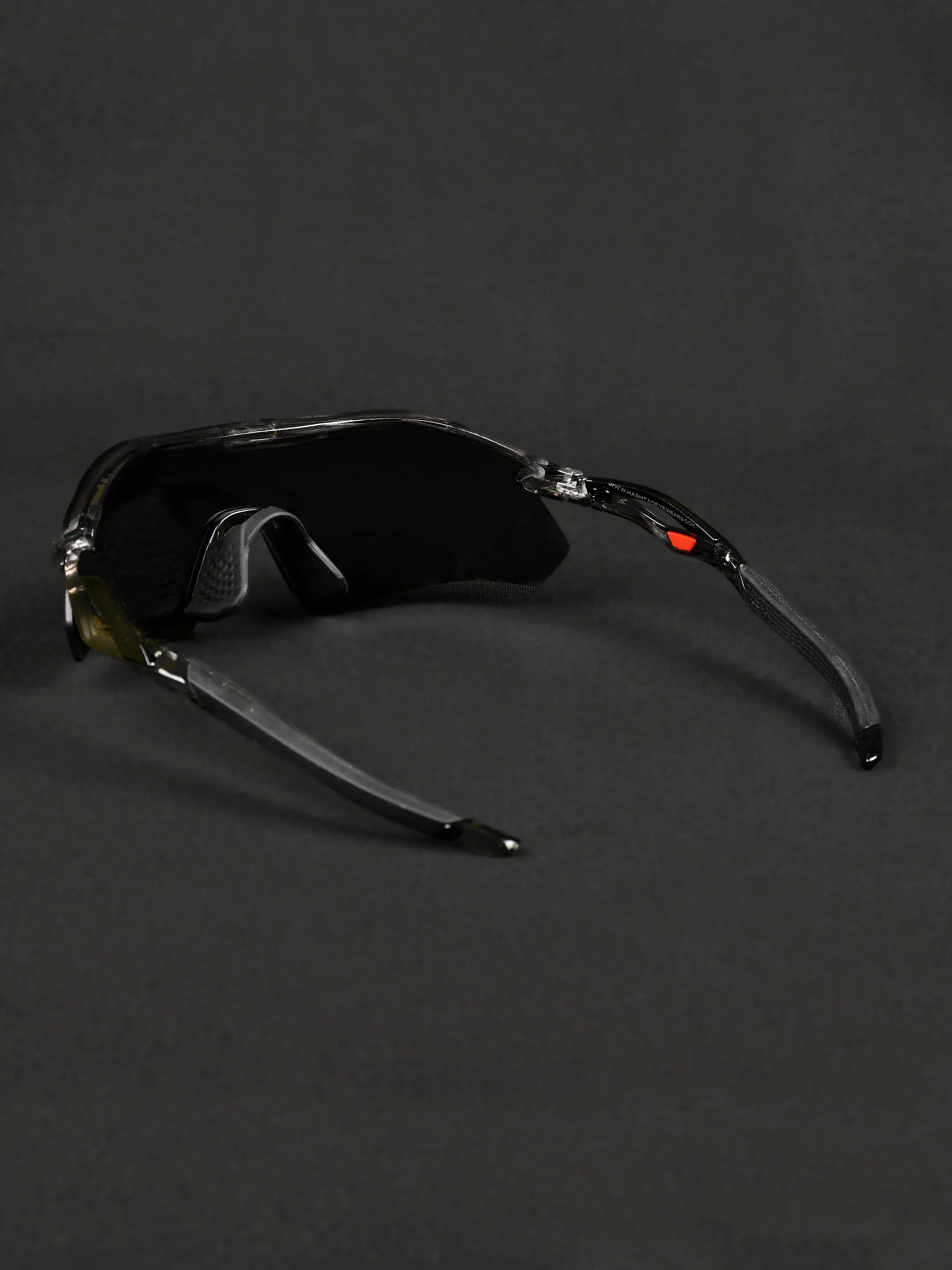 Falcon | Transparent Grey Large Half Rim Shield Sports for Men & Women [Mirrored]