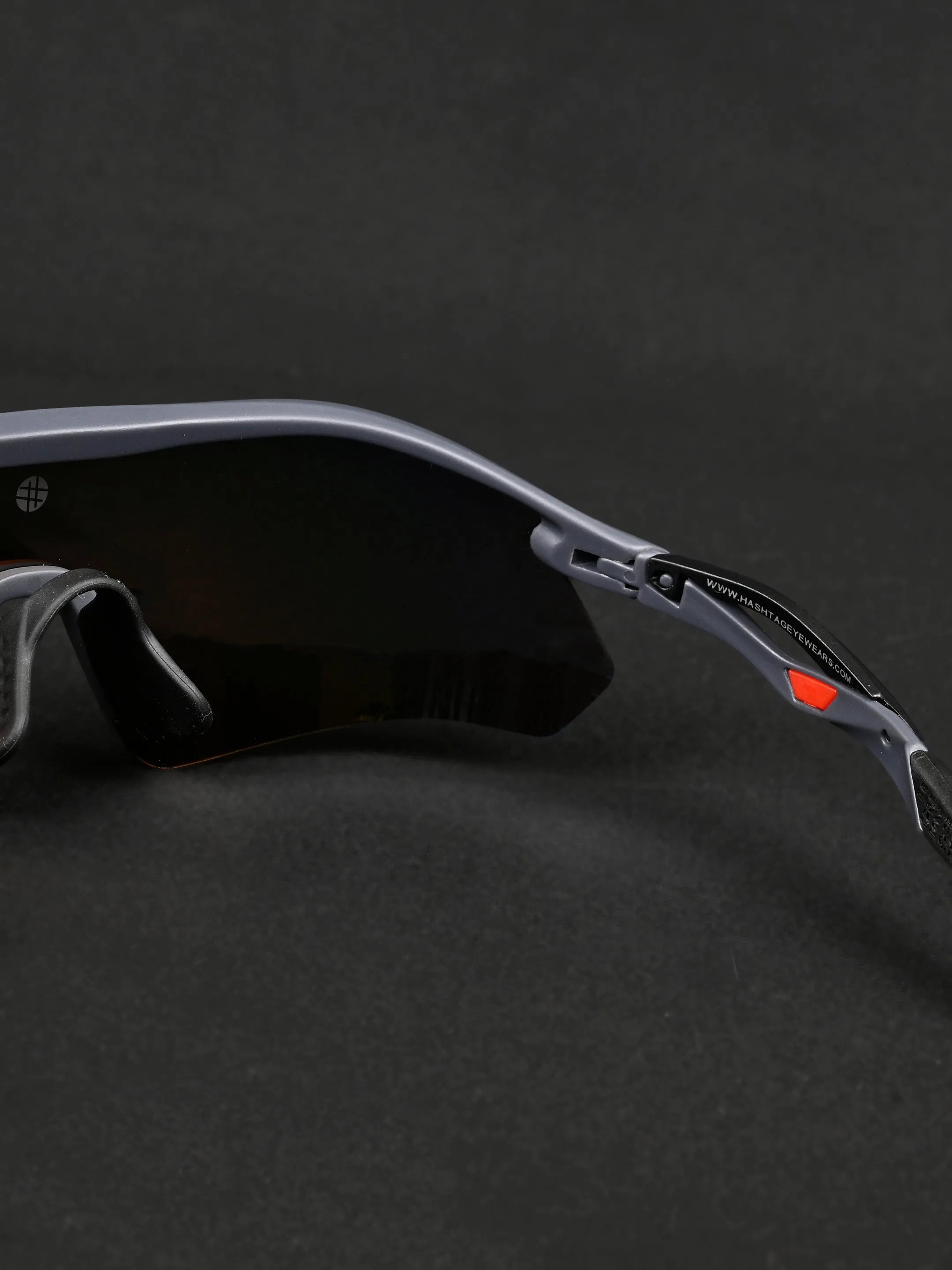 Falcon | Grey Large Half Rim Shield Sports for Men & Women [Mirrored]