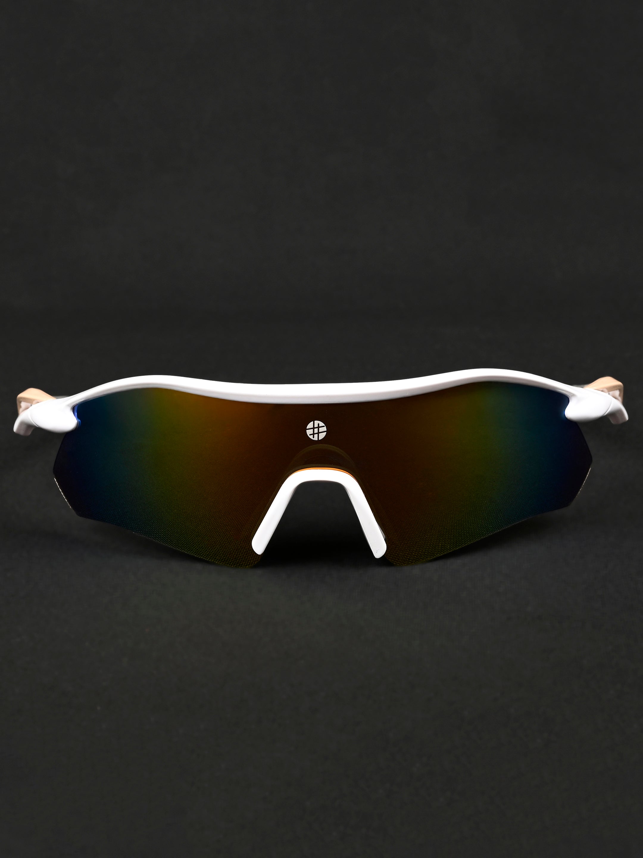 Falcon | White Large Half Rim Shield Sports for Men & Women [Mirrored]