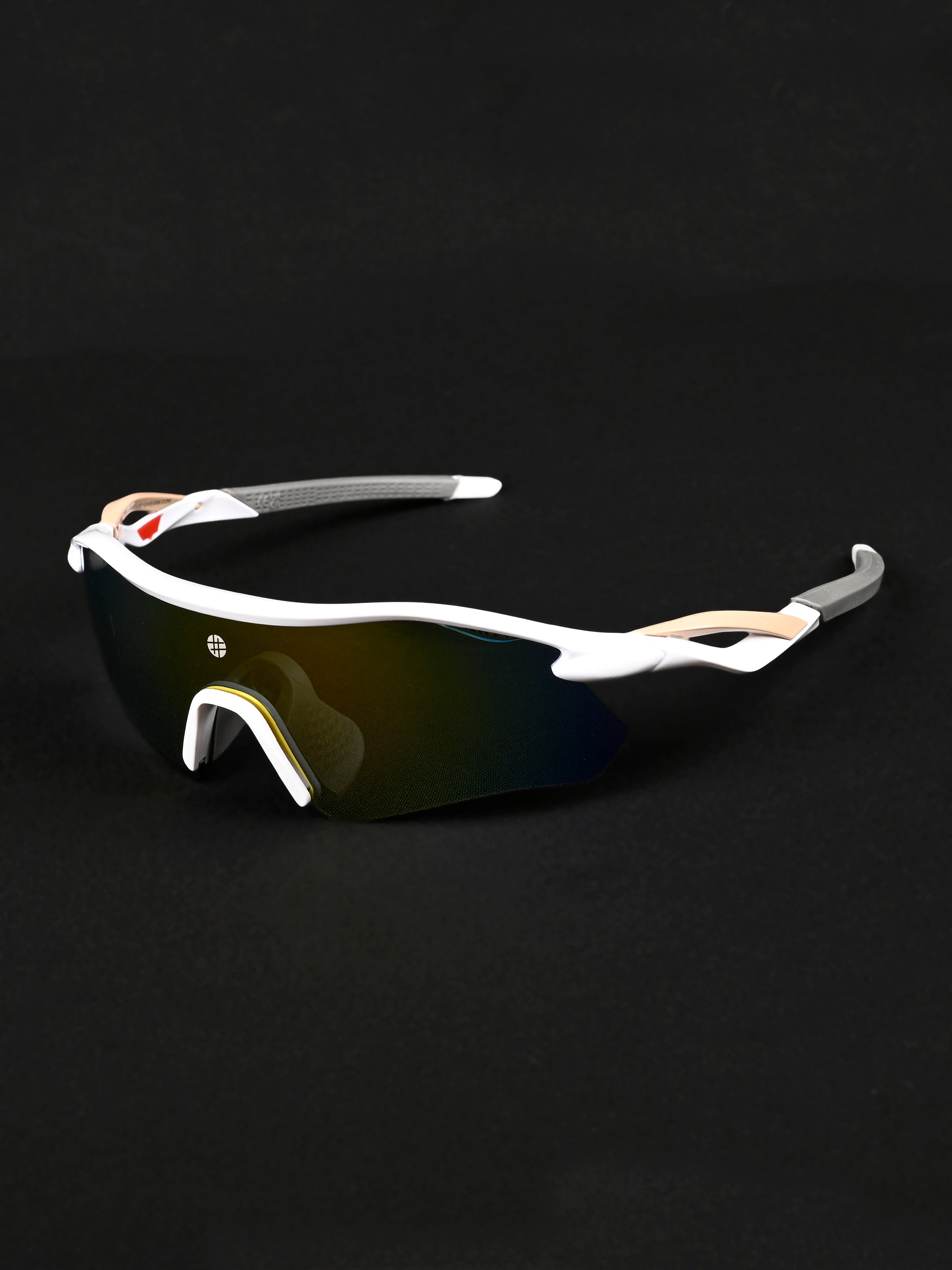 Falcon | White Large Half Rim Shield Sports for Men & Women [Mirrored]