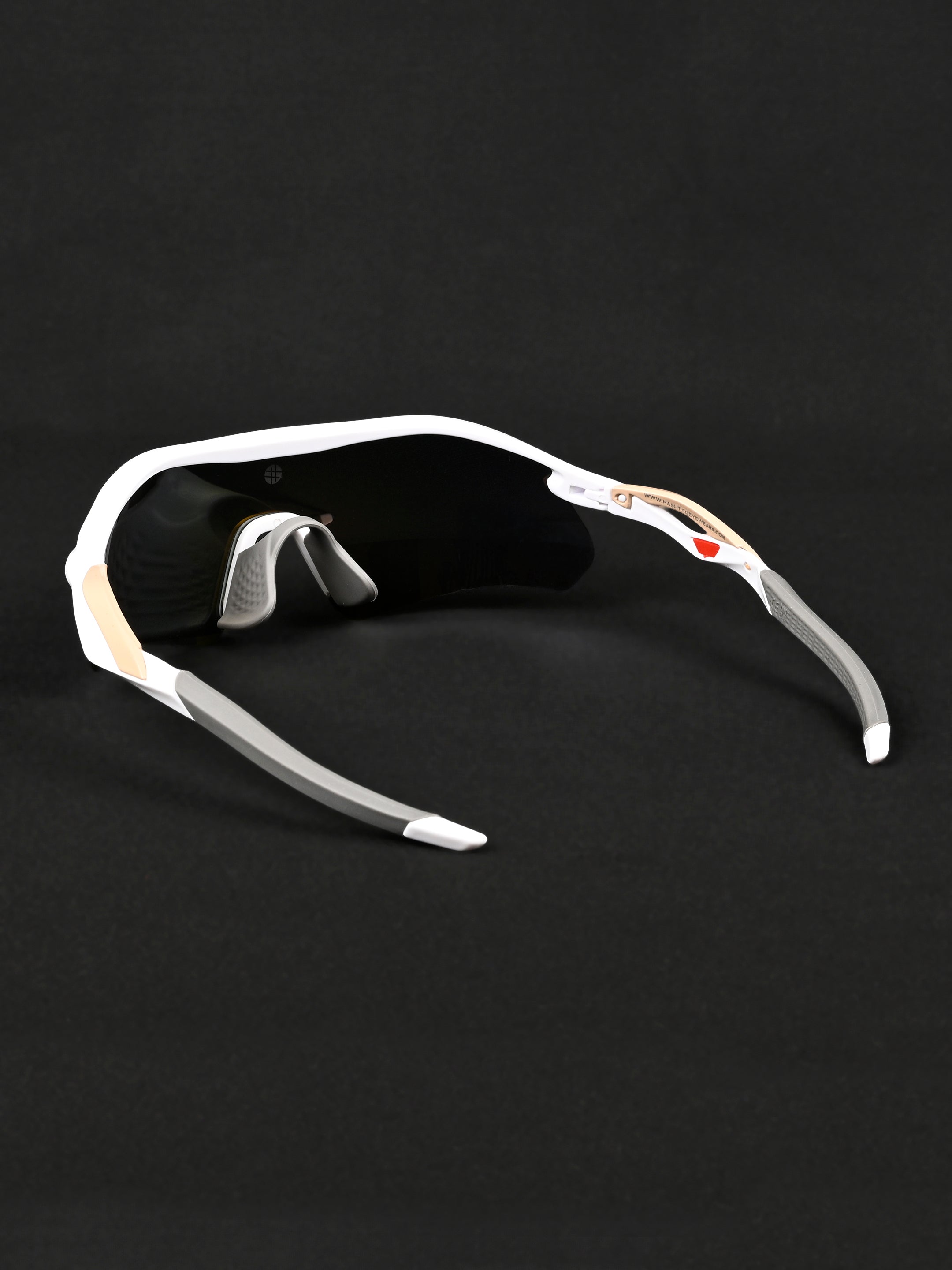 Falcon | White Large Half Rim Shield Sports for Men & Women [Mirrored]
