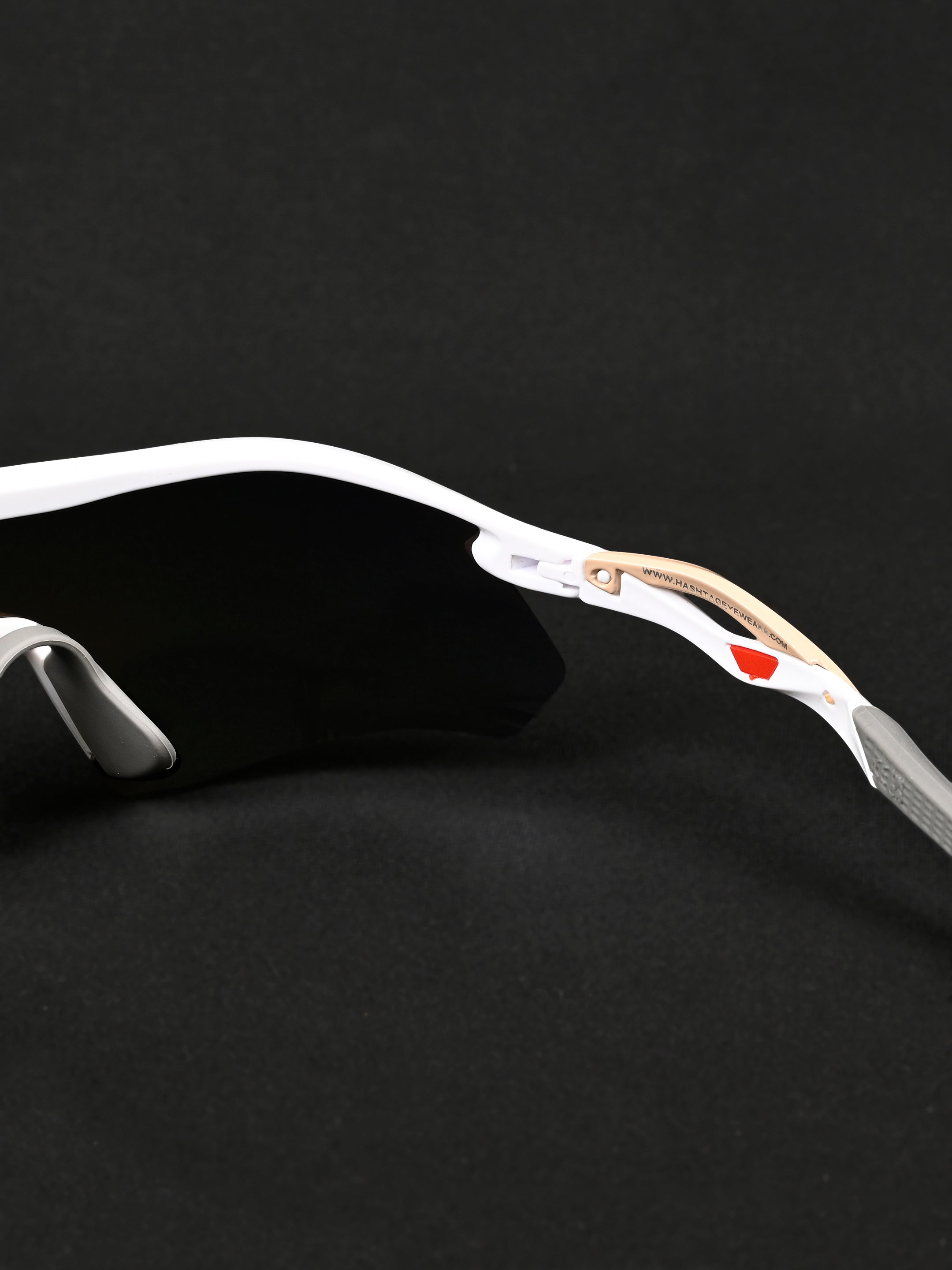 Falcon | White Large Half Rim Shield Sports for Men & Women [Mirrored]