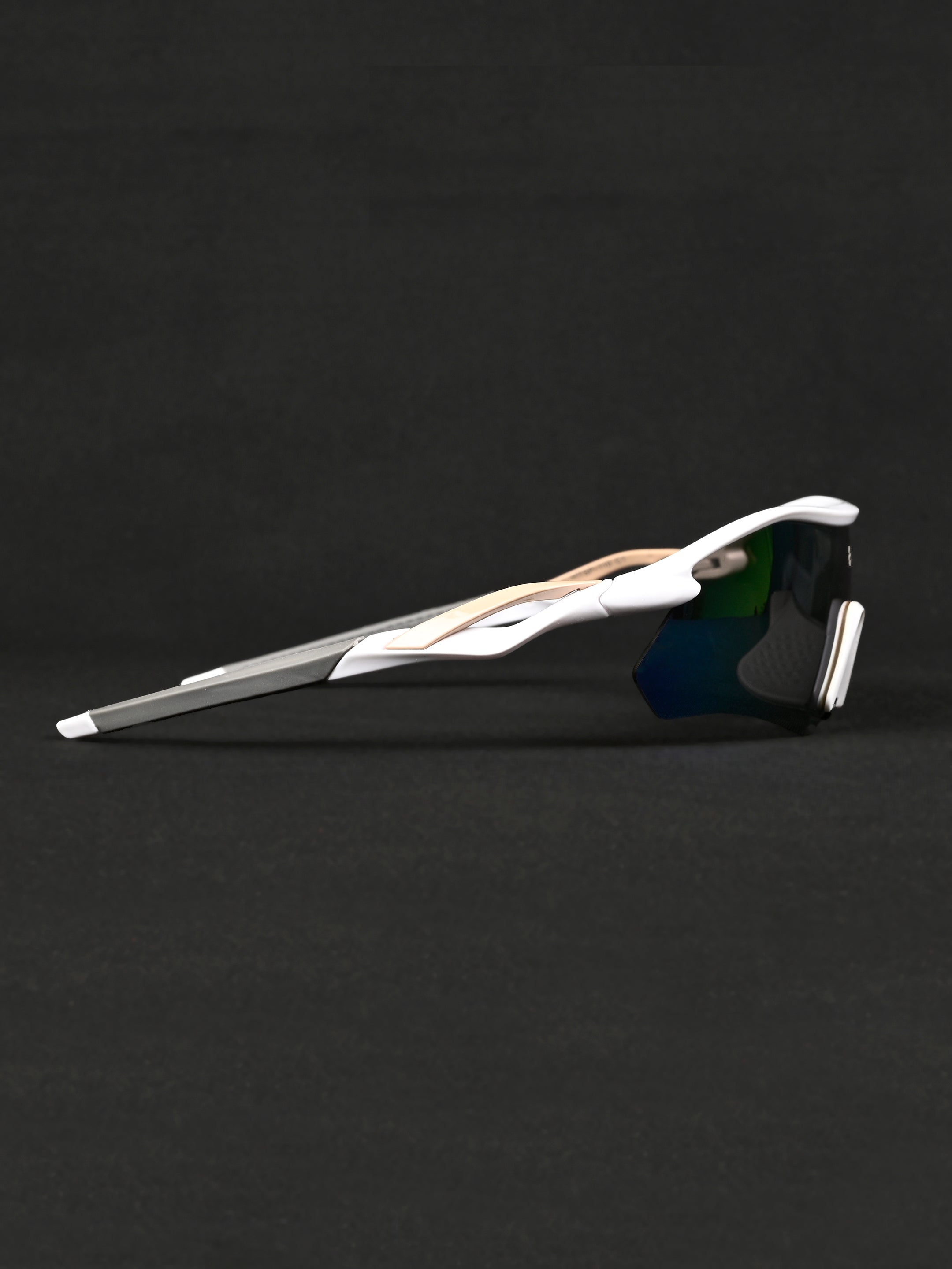 Falcon | White Large Half Rim Shield Sports for Men & Women [Mirrored]