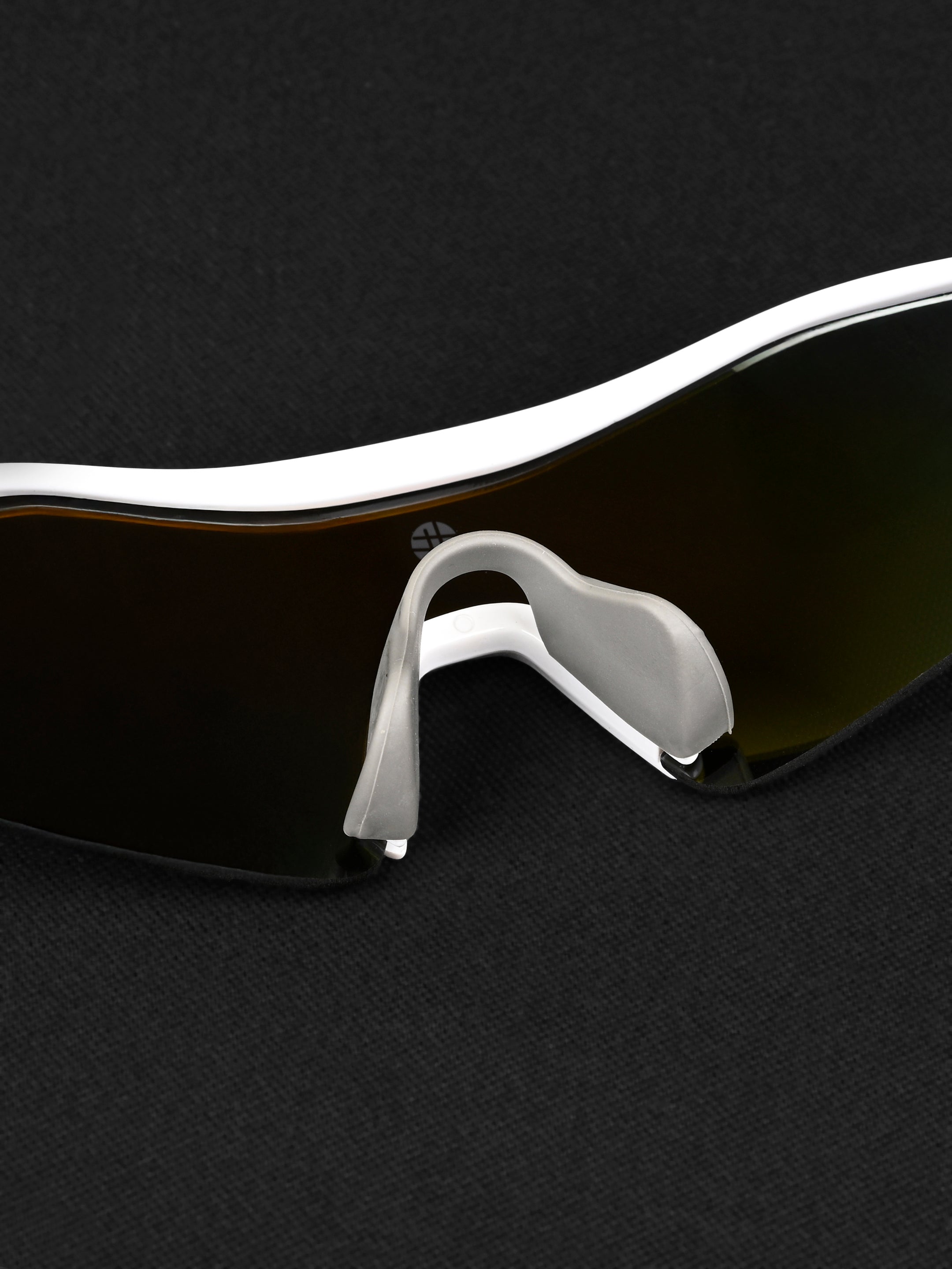 Falcon | White Large Half Rim Shield Sports for Men & Women [Mirrored]