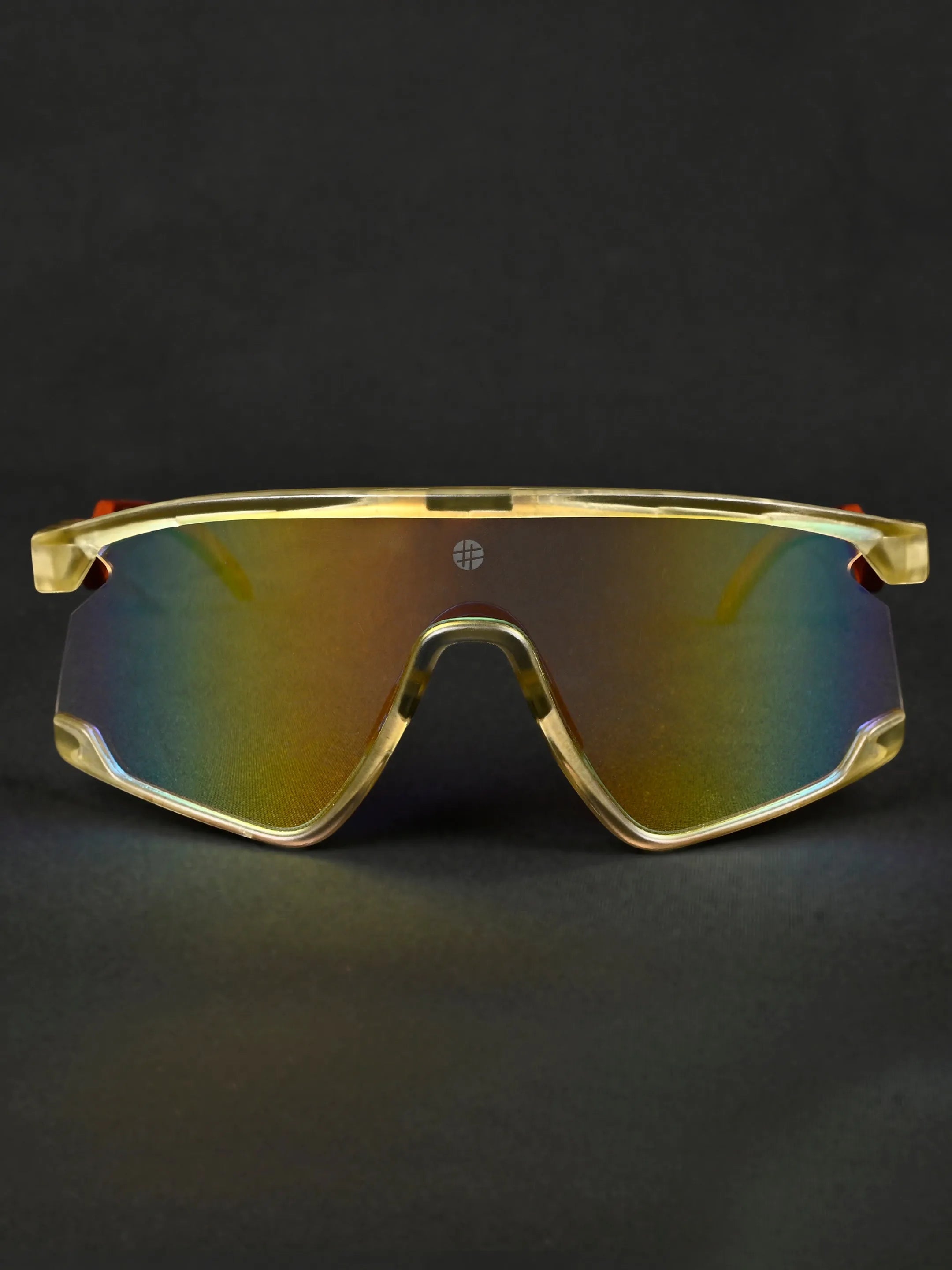 Pulse | Transparent Green Large Half Rim Shield Sports for Men & Women [Mirrored]