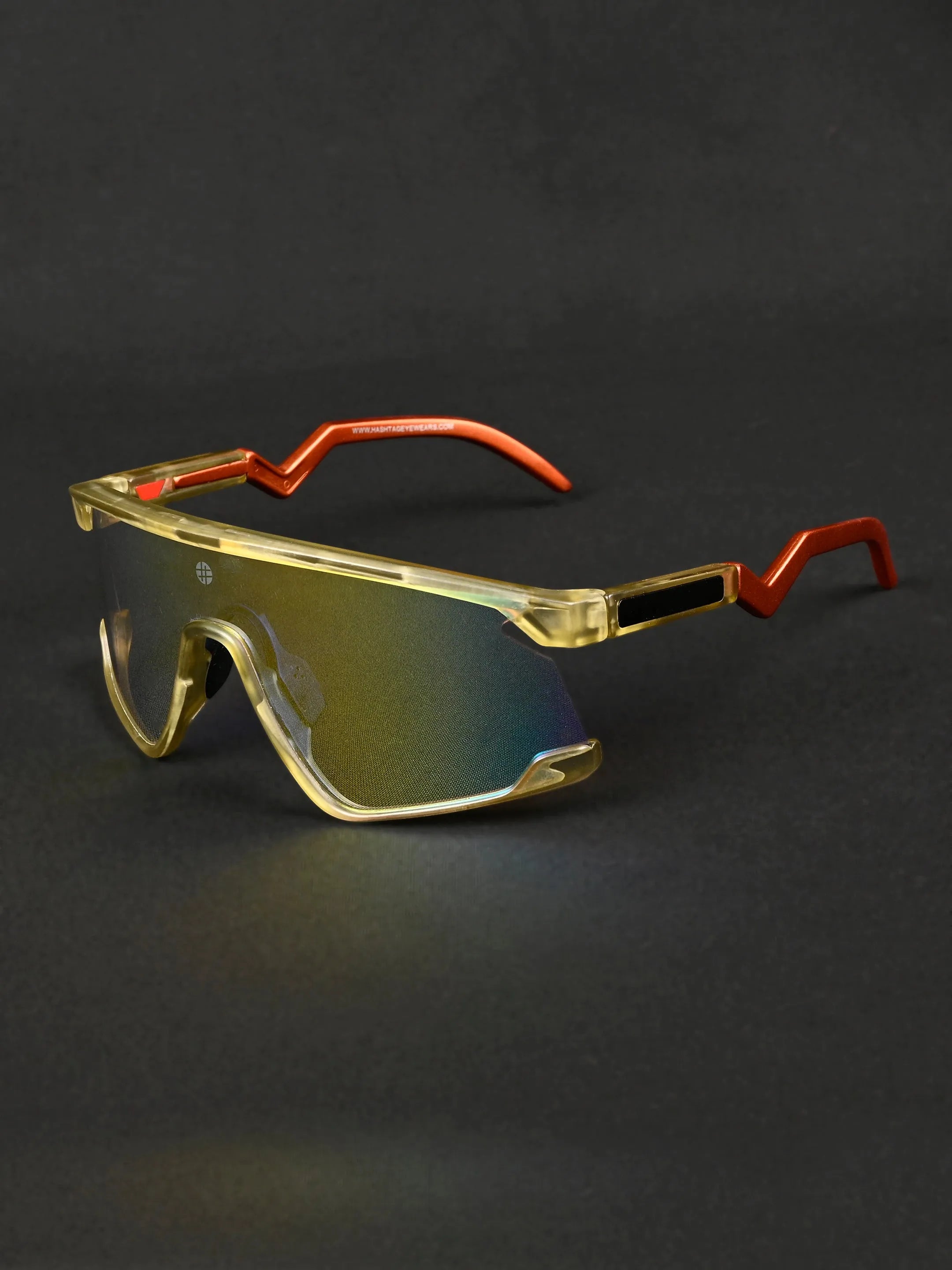 Pulse | Transparent Green Large Half Rim Shield Sports for Men & Women [Mirrored]