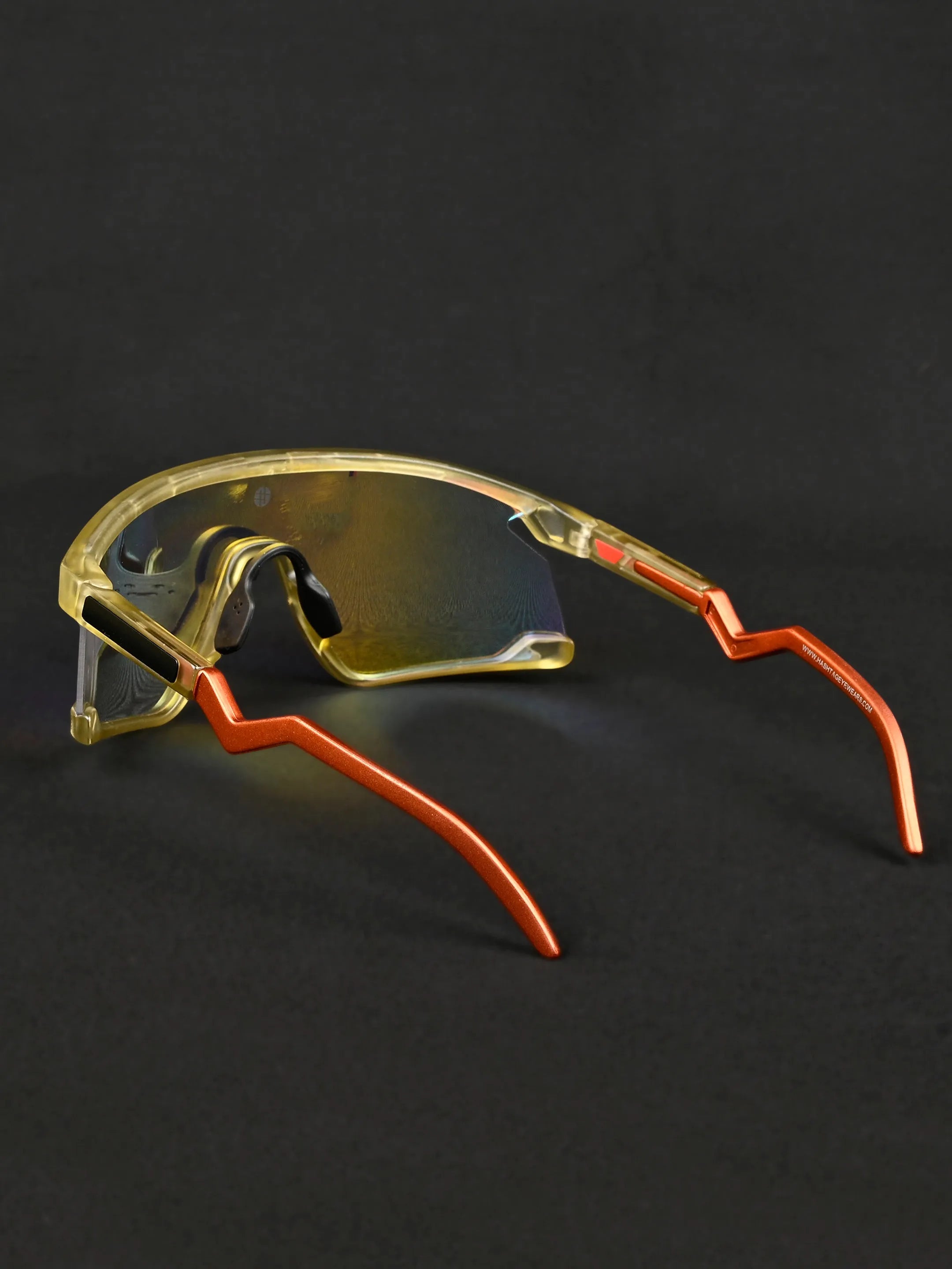 Pulse | Transparent Green Large Half Rim Shield Sports for Men & Women [Mirrored]