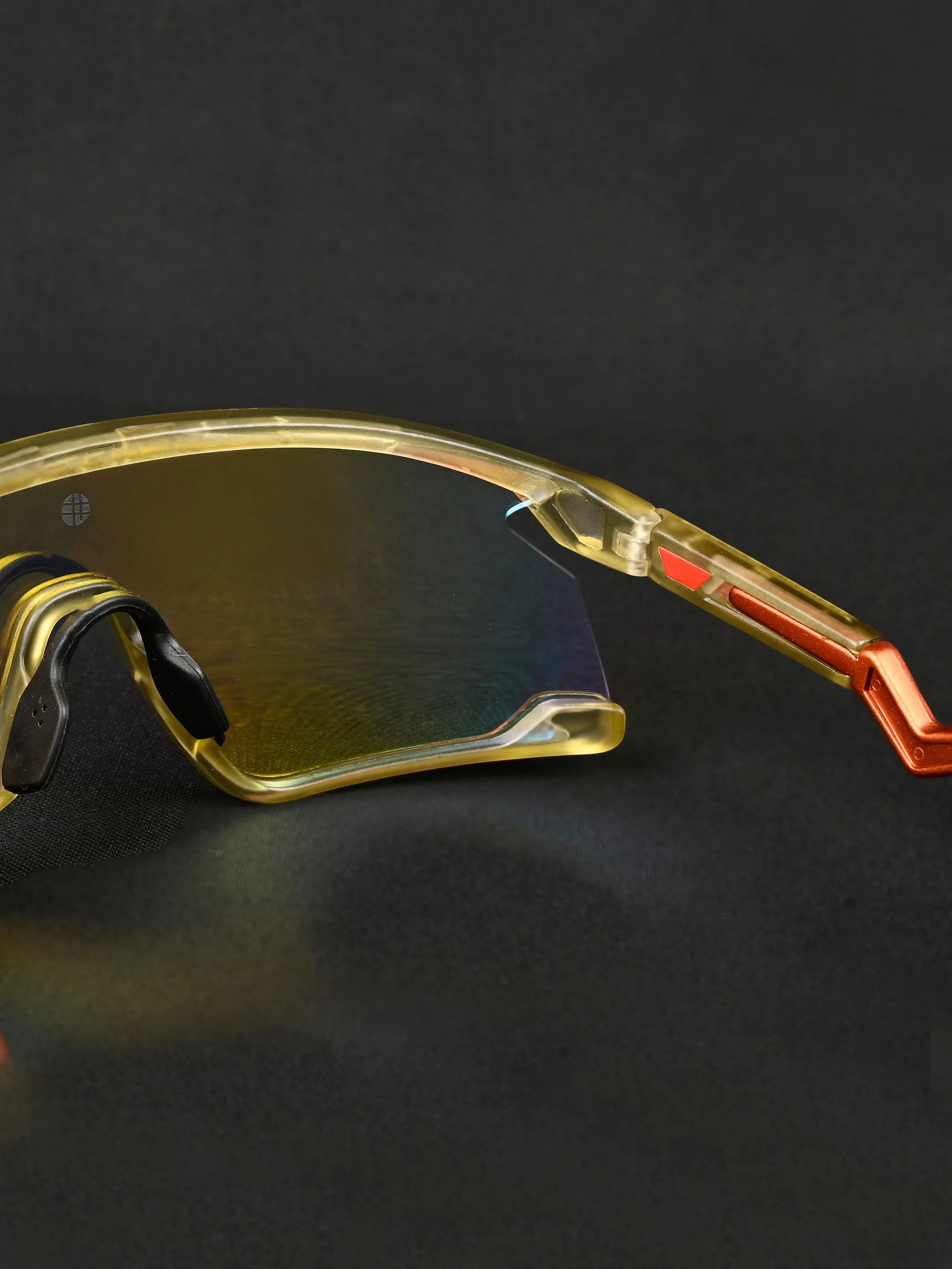 Pulse | Transparent Green Large Half Rim Shield Sports for Men & Women [Mirrored]