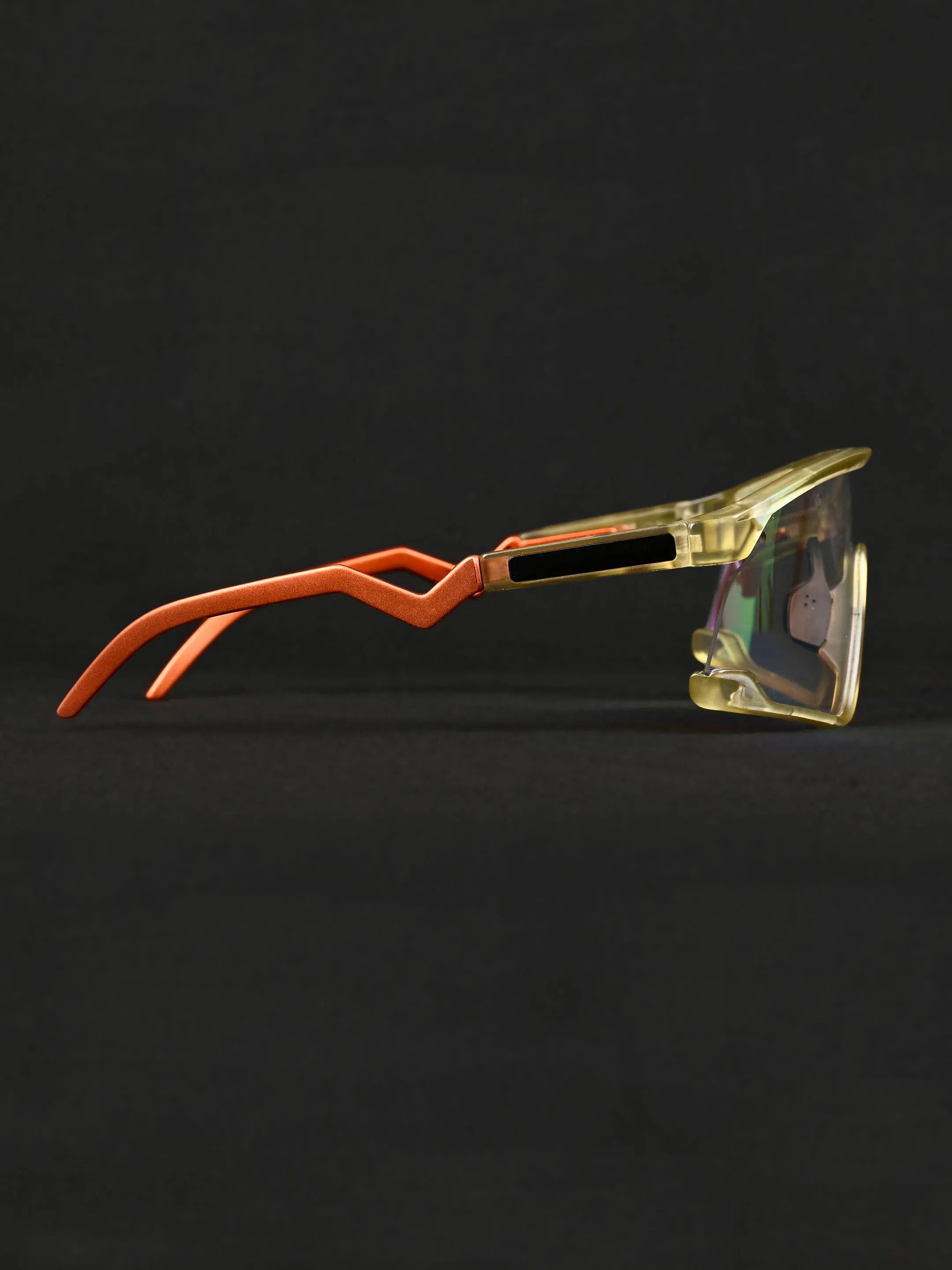 Pulse | Transparent Green Large Half Rim Shield Sports for Men & Women [Mirrored]