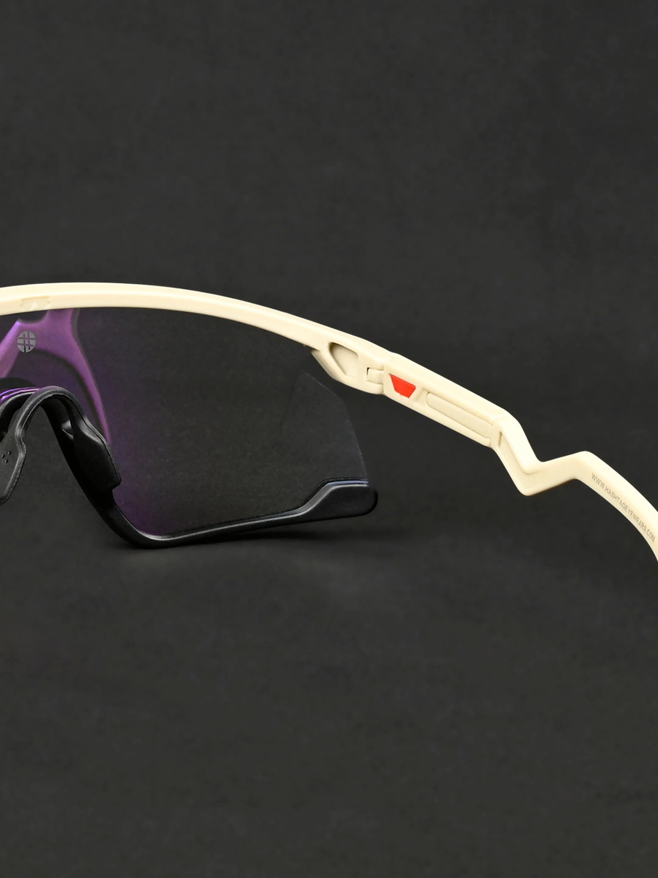 Pulse | Cream & Black Large Half Rim Shield Sports for Men & Women [Mirrored]