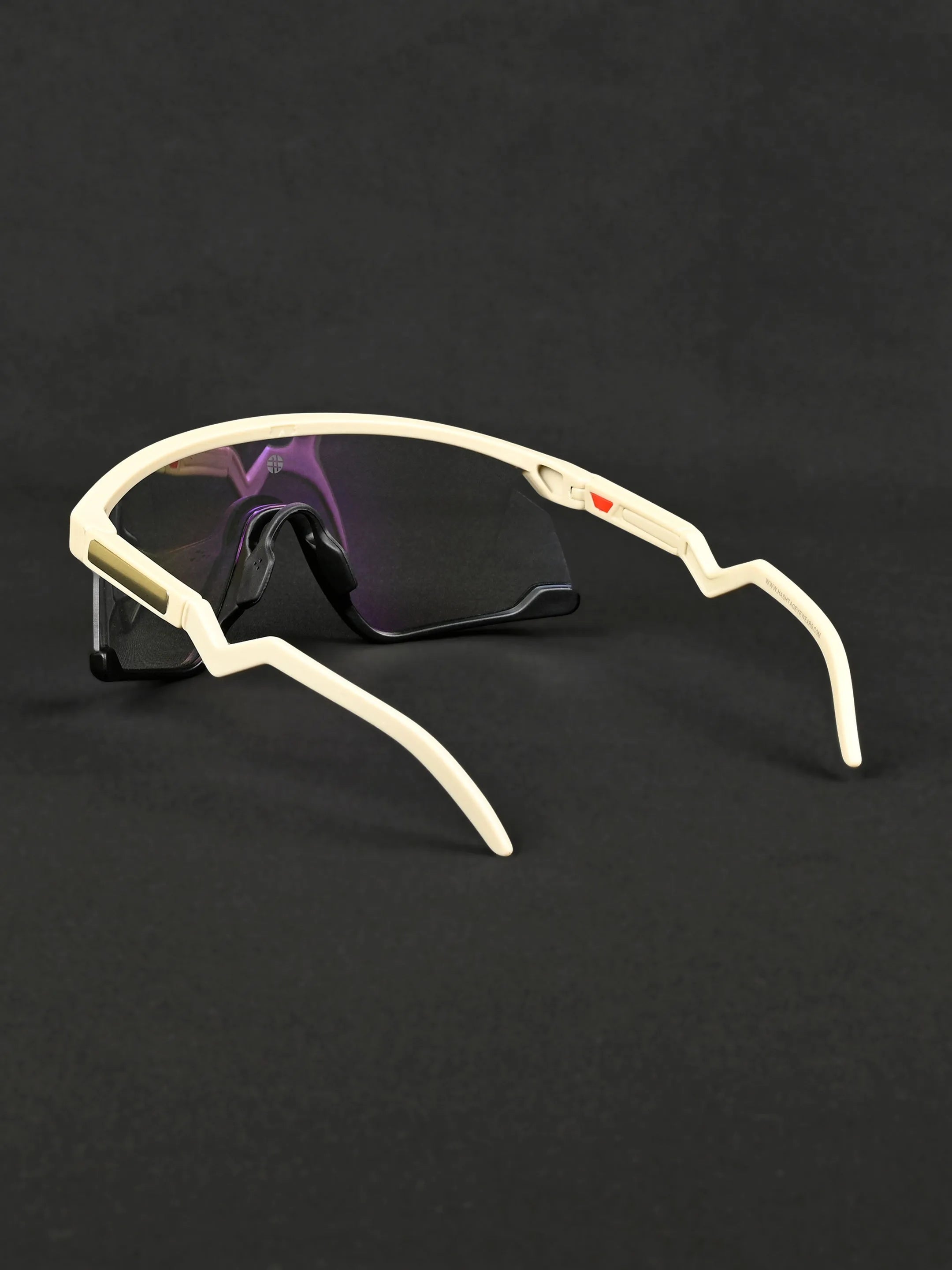 Pulse | Cream & Black Large Half Rim Shield Sports for Men & Women [Mirrored]