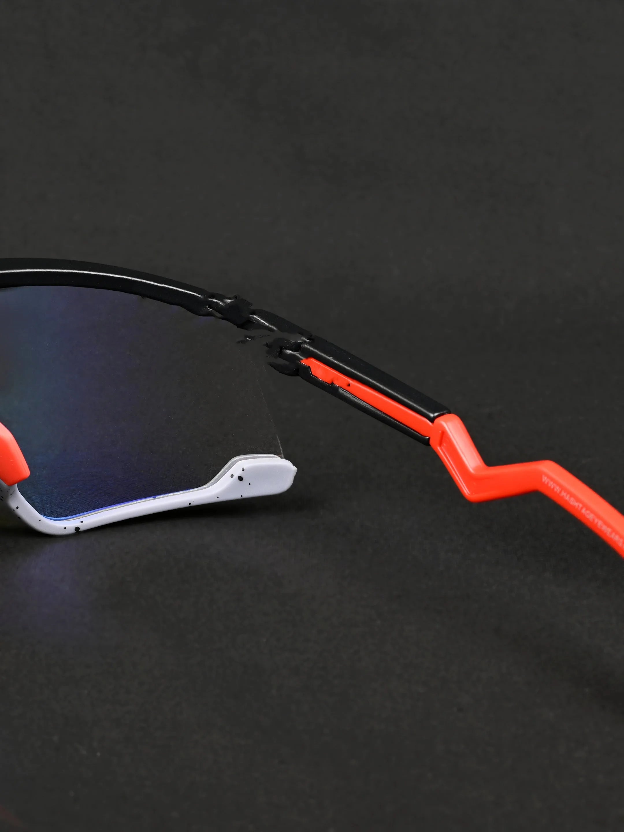 Pulse | Black-Grey Texture Large Half Rim Shield Sports for Men & Women [Mirrored]