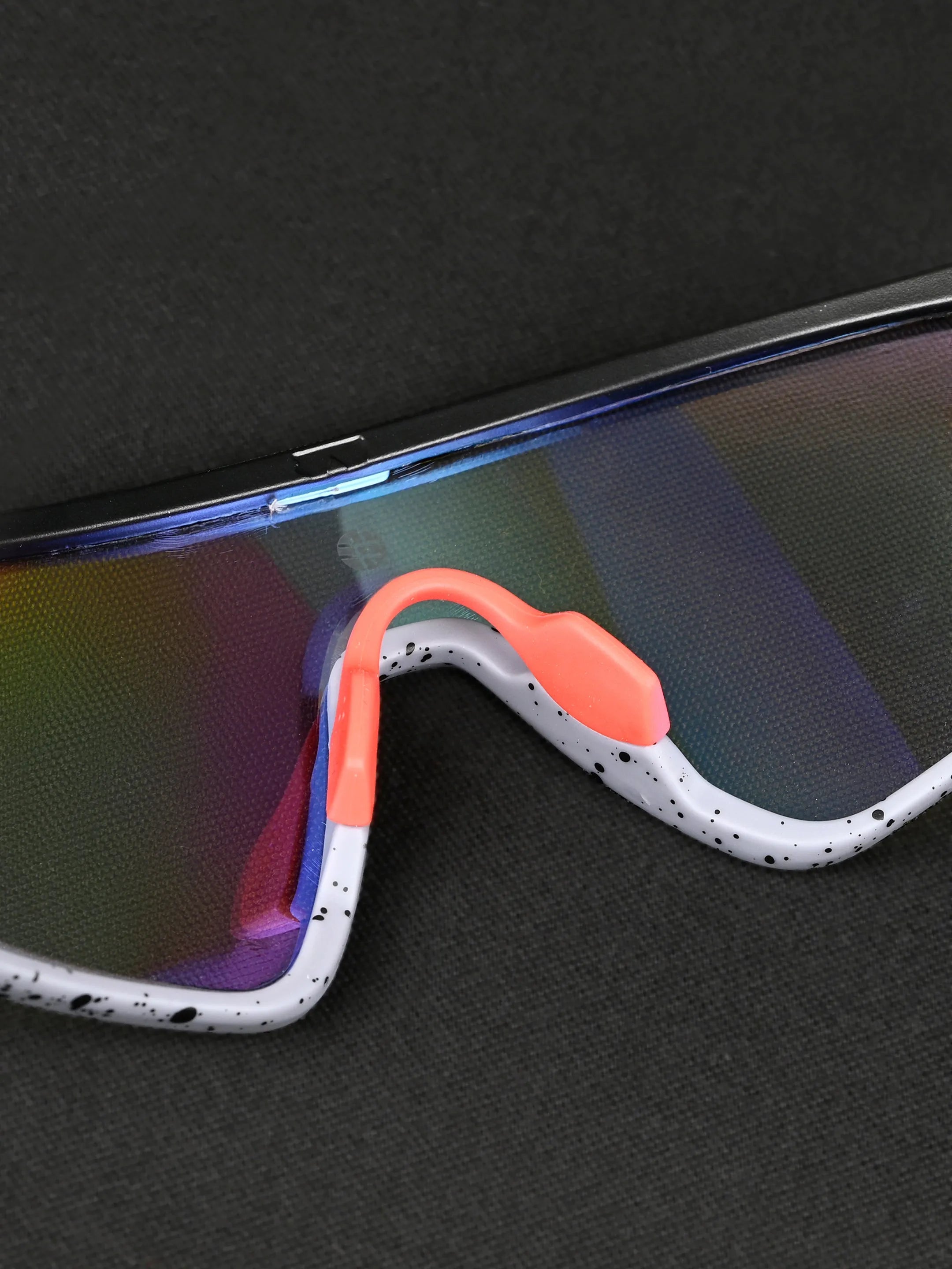 Pulse | Black-Grey Texture Large Half Rim Shield Sports for Men & Women [Mirrored]