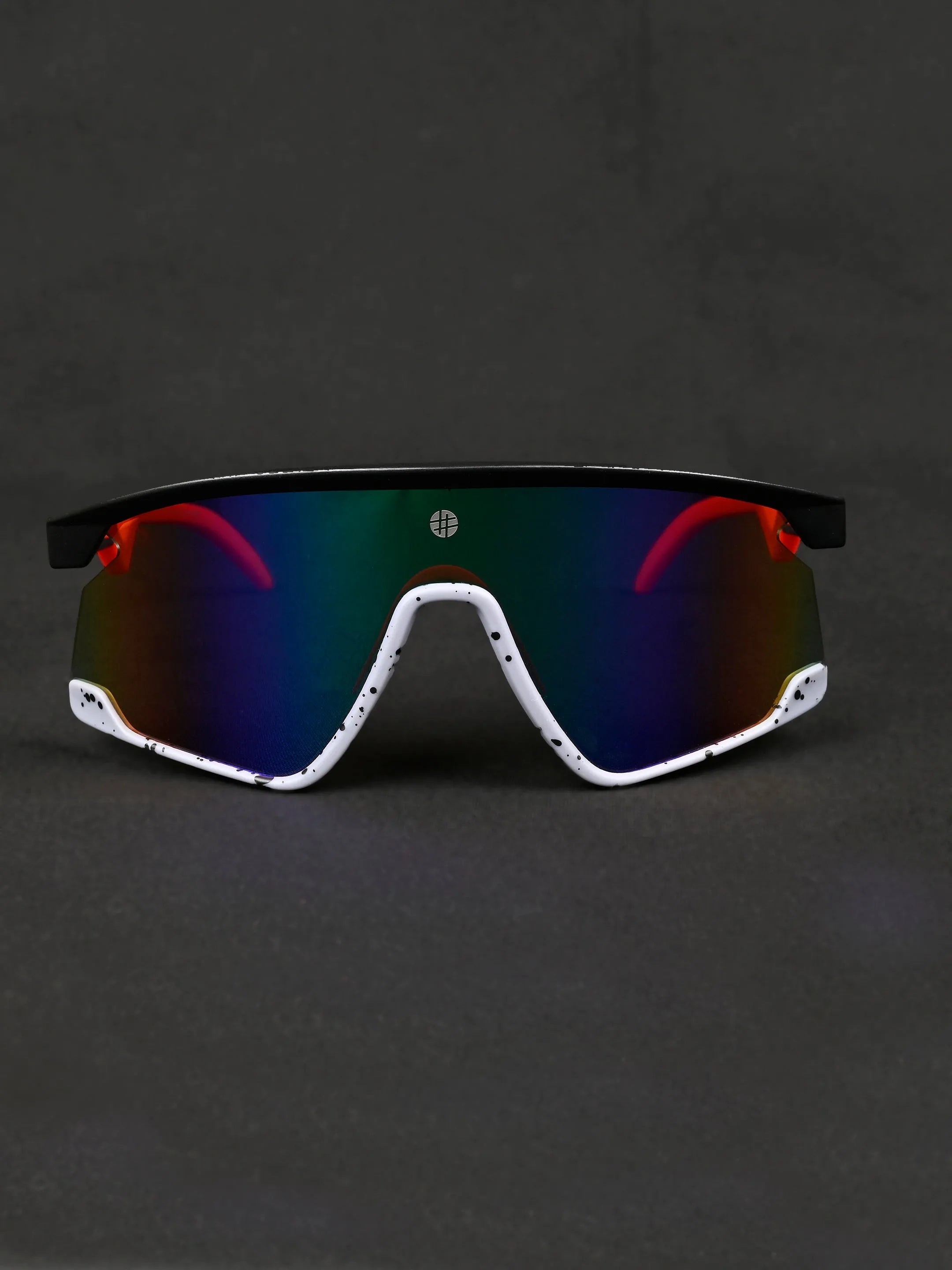 Eaga | Black-Grey Texture Large Half Rim Shield Sports for Men & Women [Mirrored]