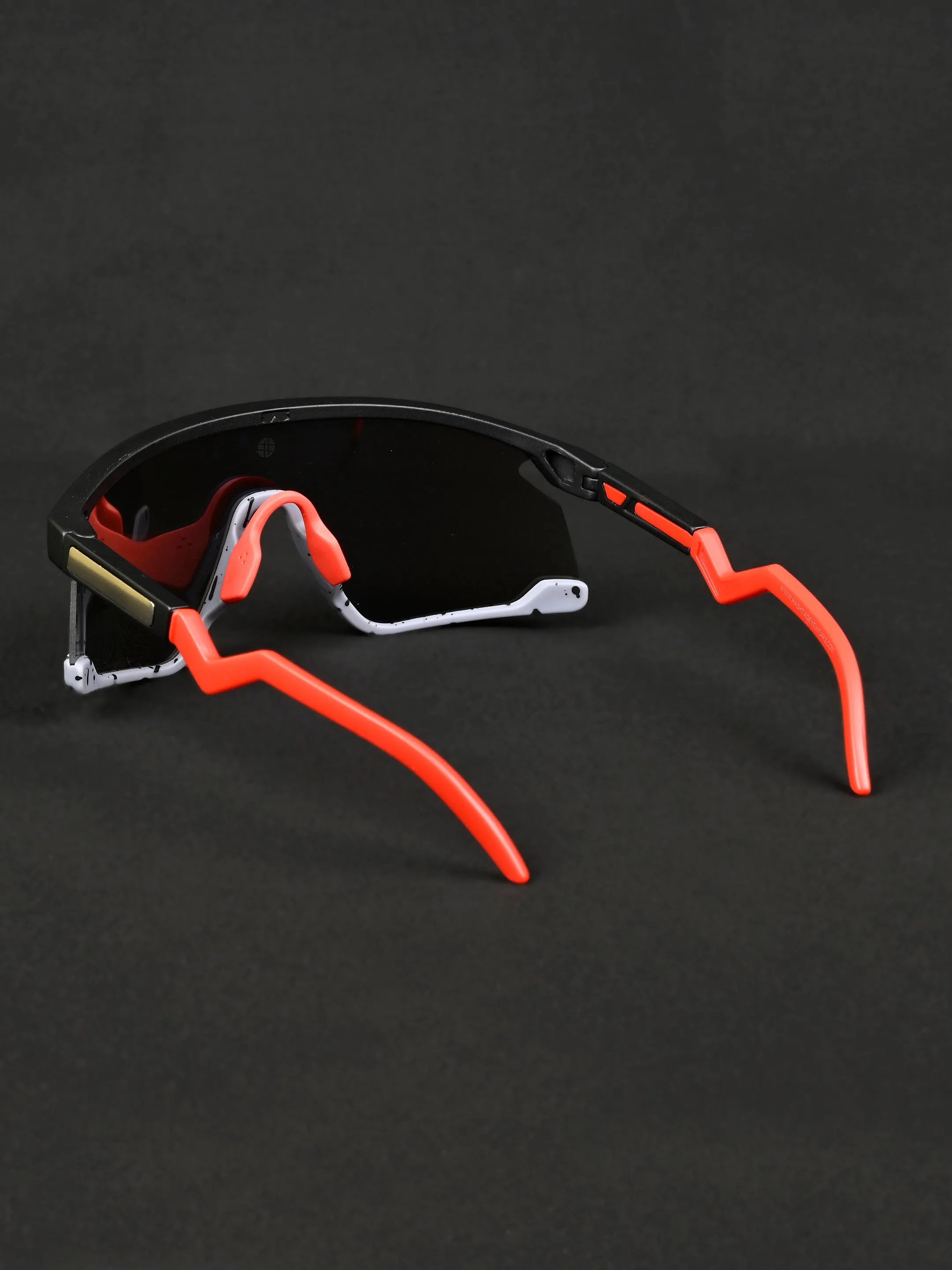 Eaga | Black-Grey Texture Large Half Rim Shield Sports for Men & Women [Mirrored]