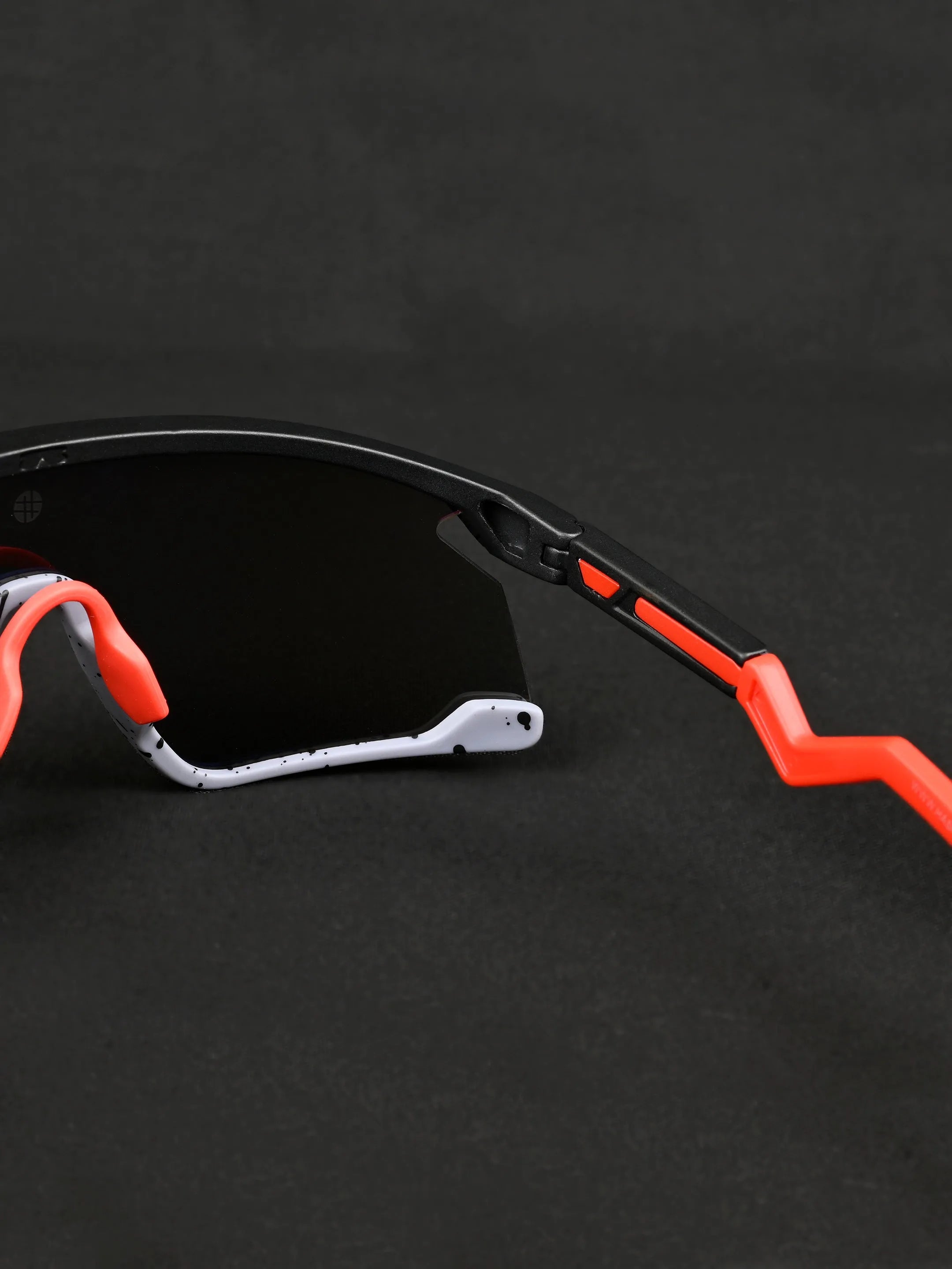 Eaga | Black-Grey Texture Large Half Rim Shield Sports for Men & Women [Mirrored]