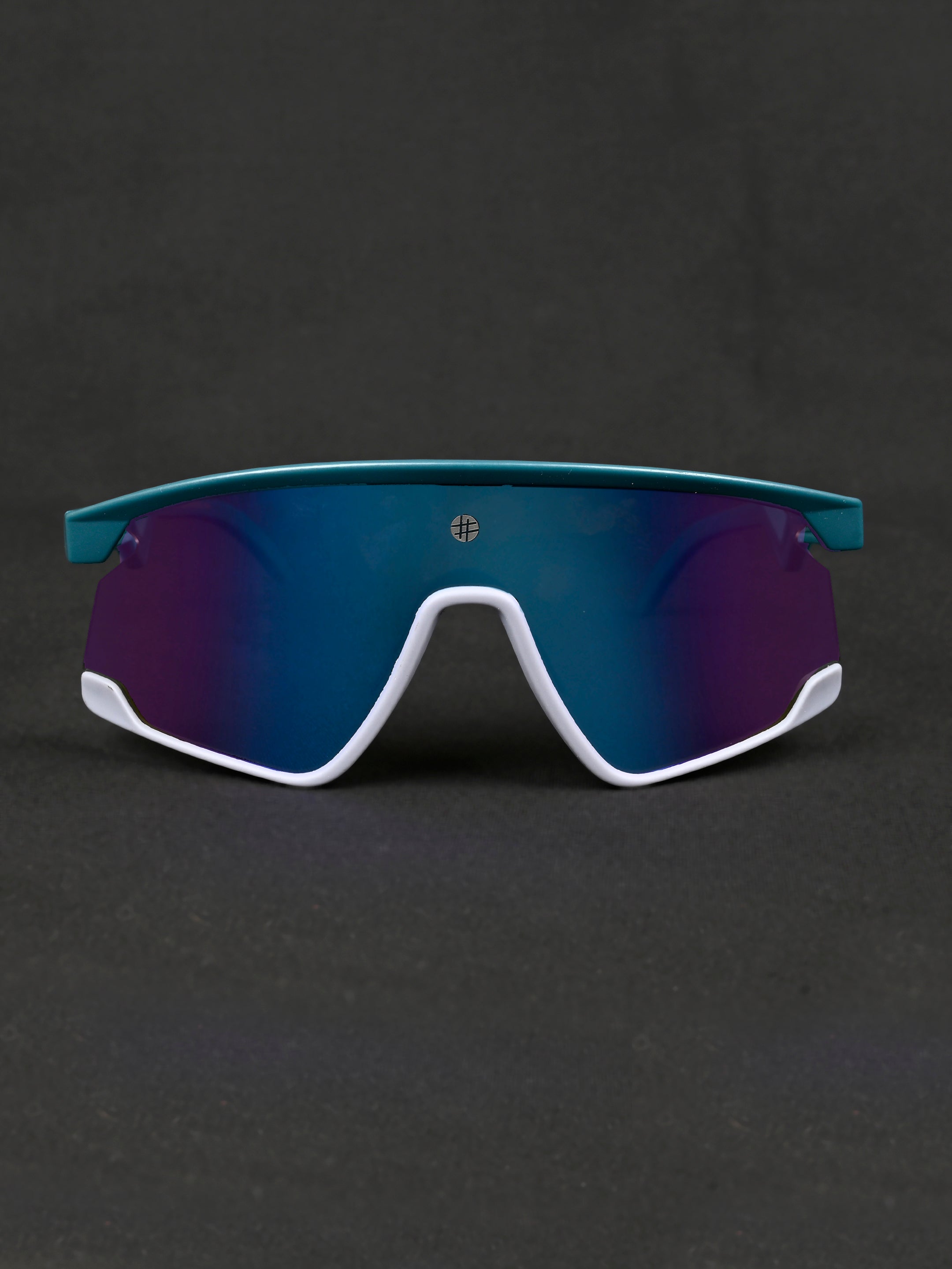 Eaga | Mate Green & Grey Large Half Rim Shield Sports for Men & Women [Mirrored]