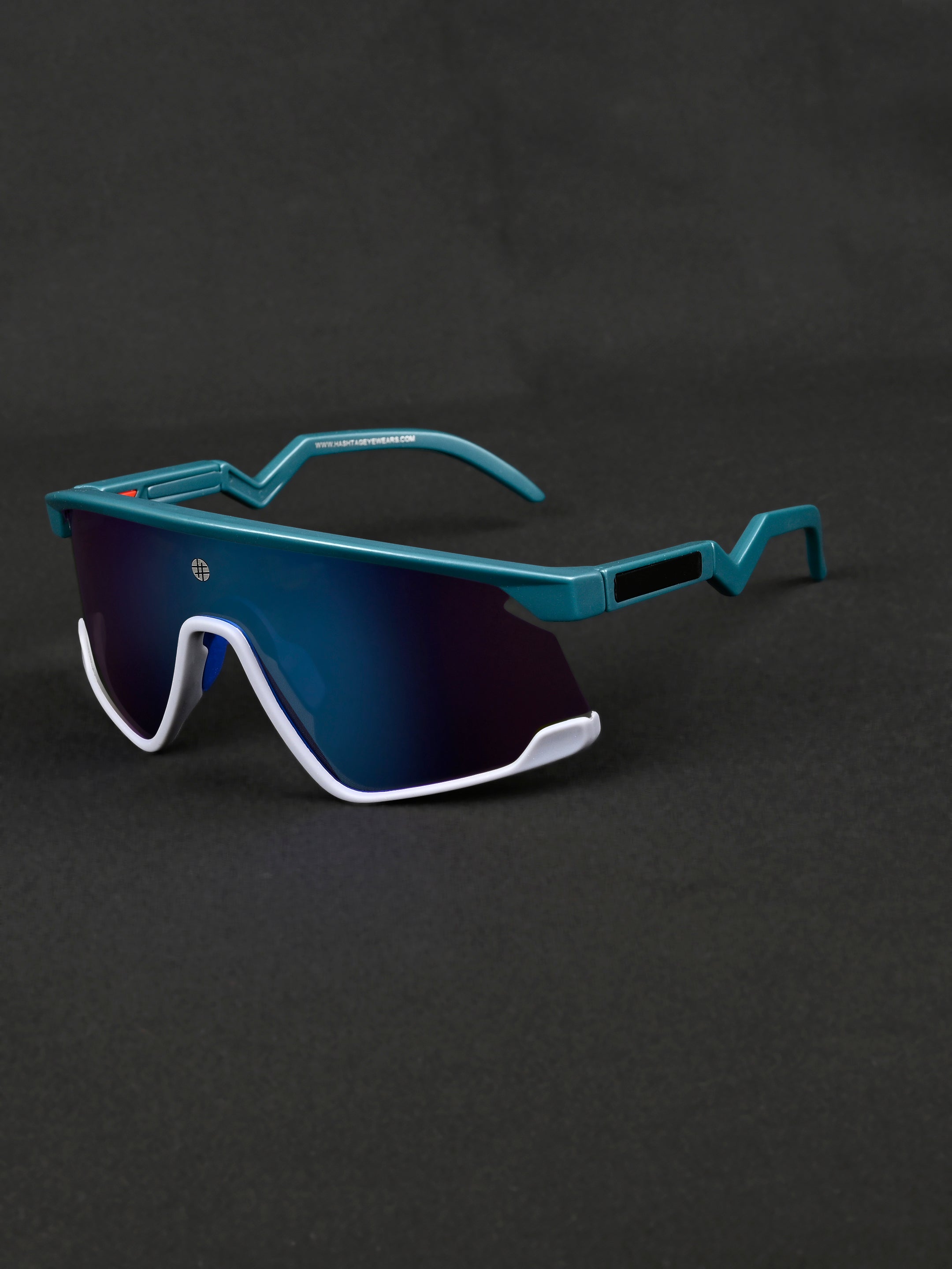 Eaga | Mate Green & Grey Large Half Rim Shield Sports for Men & Women [Mirrored]