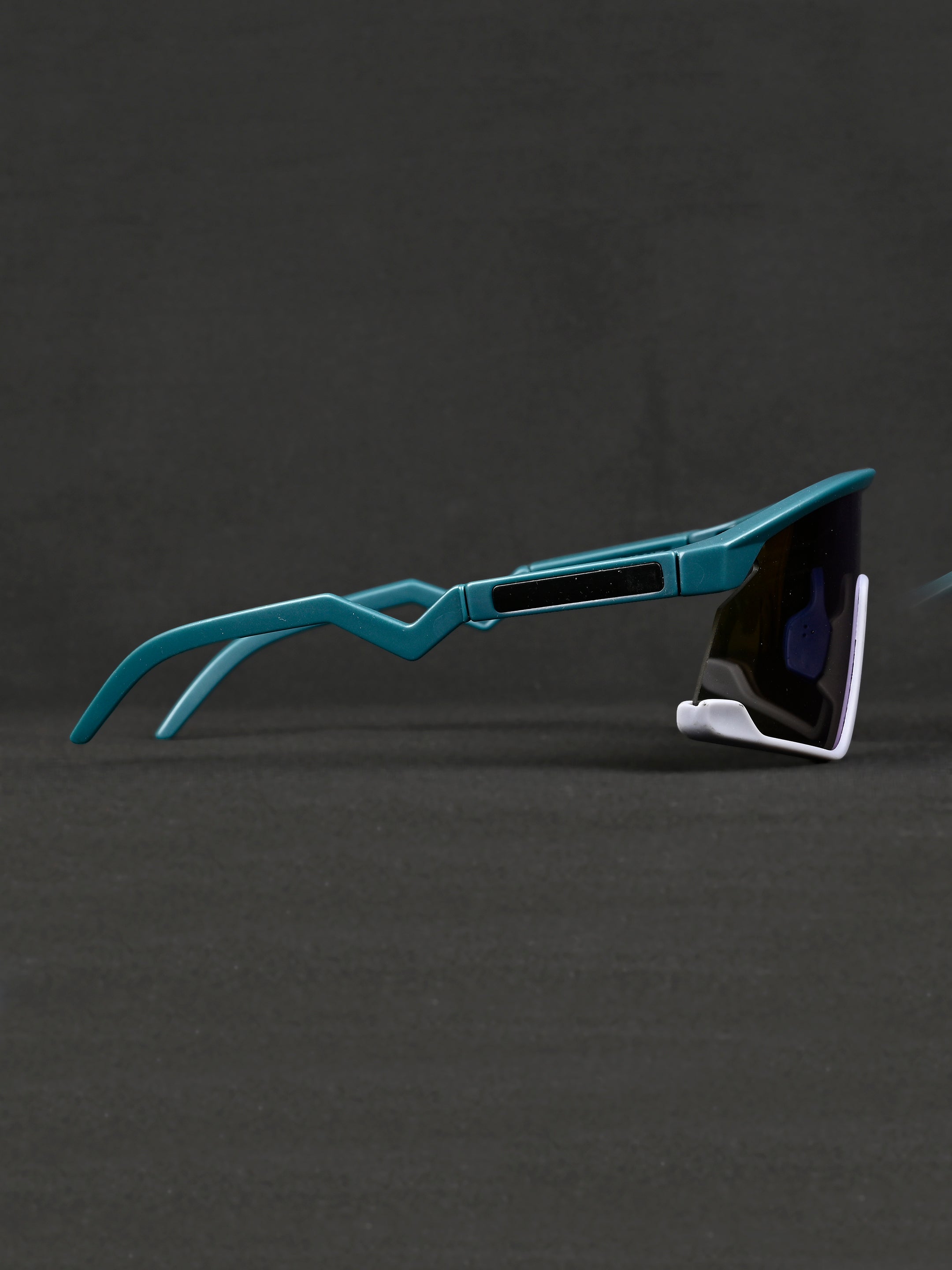 Eaga | Mate Green & Grey Large Half Rim Shield Sports for Men & Women [Mirrored]