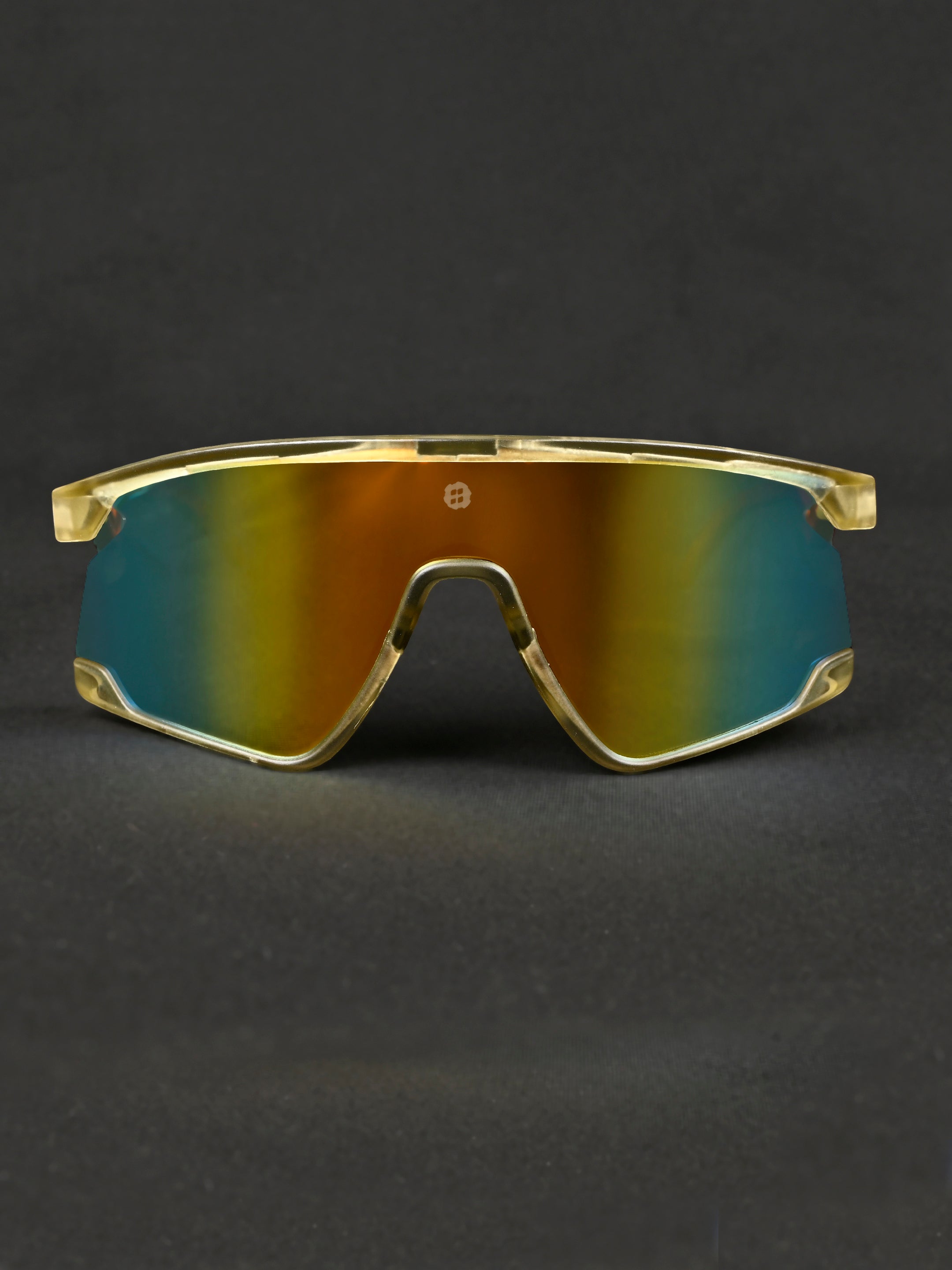 Eaga | Transparent Green Large Half Rim Shield Sports for Men & Women [Mirrored]