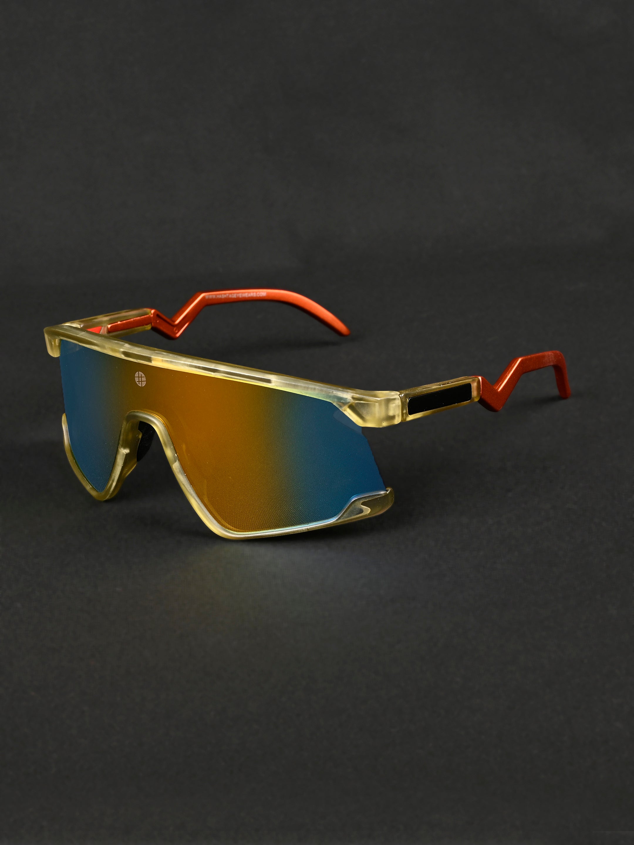 Eaga | Transparent Green Large Half Rim Shield Sports for Men & Women [Mirrored]