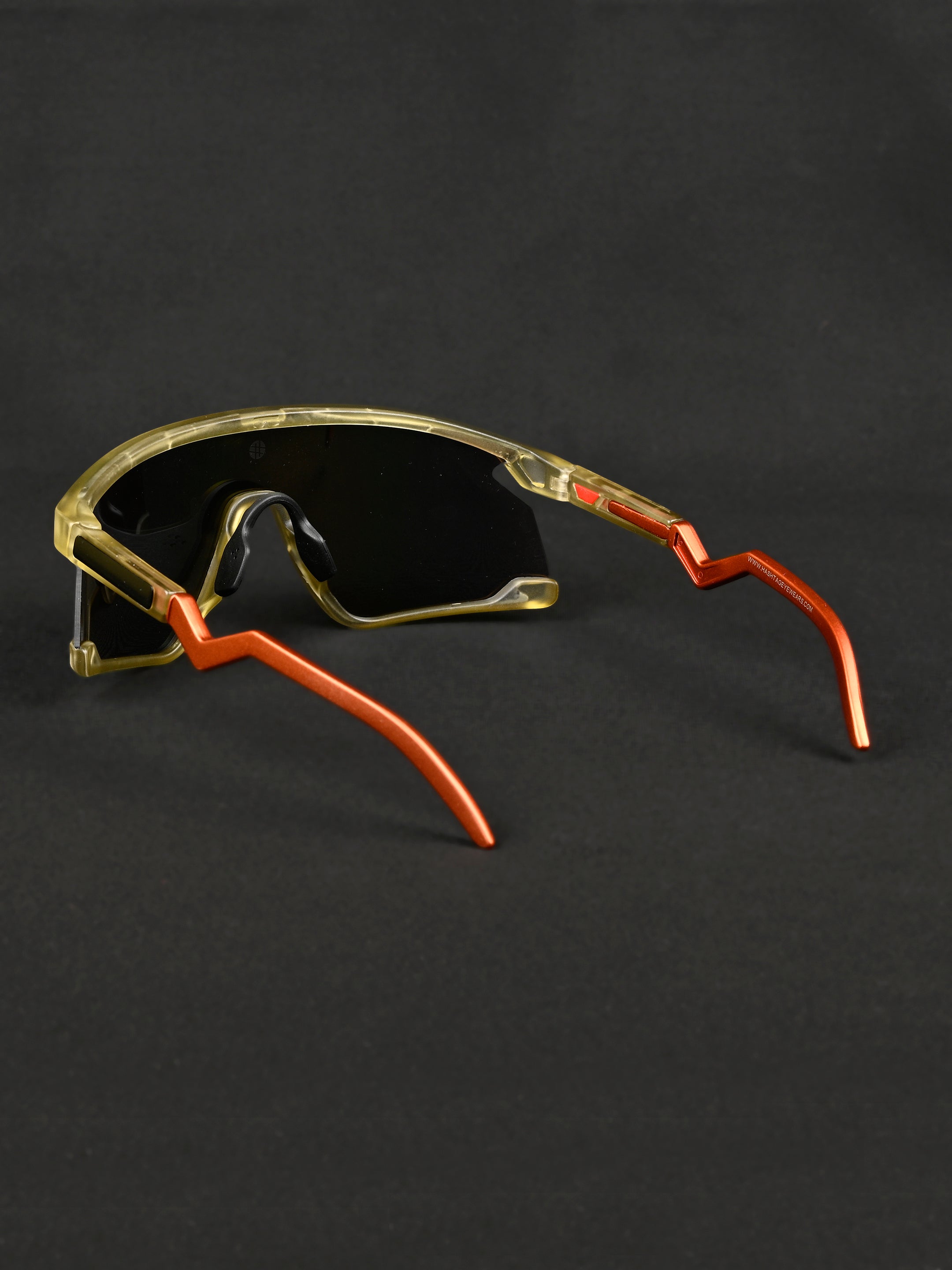 Eaga | Transparent Green Large Half Rim Shield Sports for Men & Women [Mirrored]