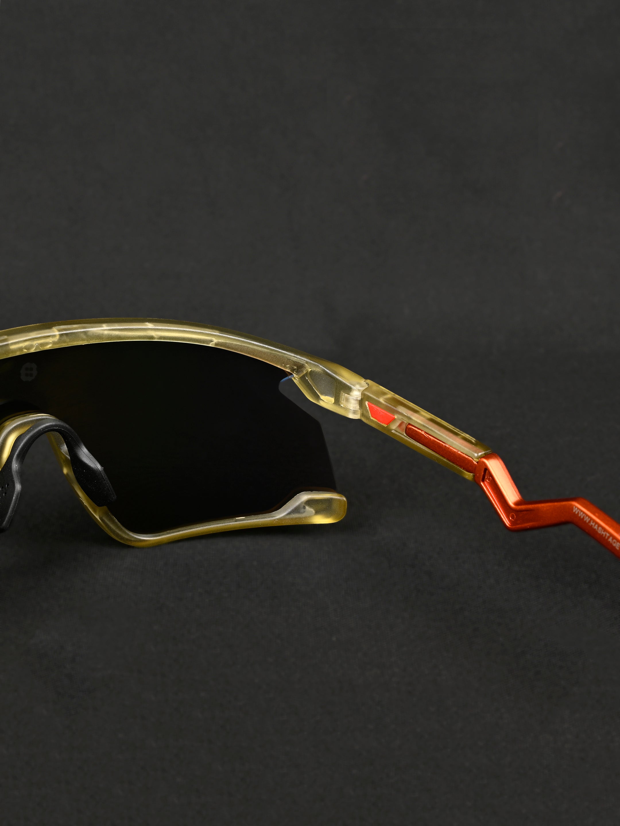 Eaga | Transparent Green Large Half Rim Shield Sports for Men & Women [Mirrored]