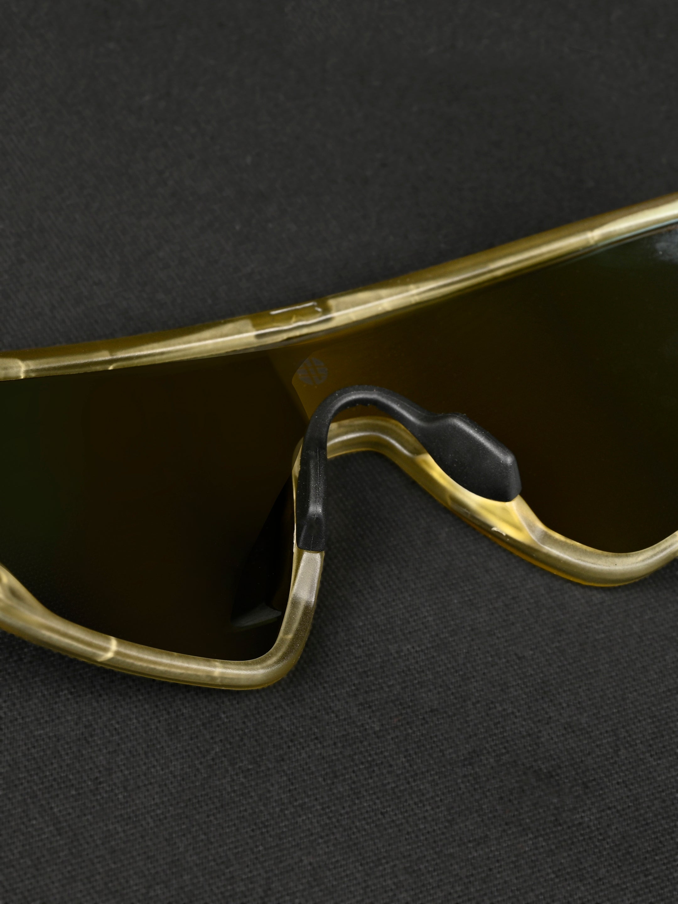 Eaga | Transparent Green Large Half Rim Shield Sports for Men & Women [Mirrored]