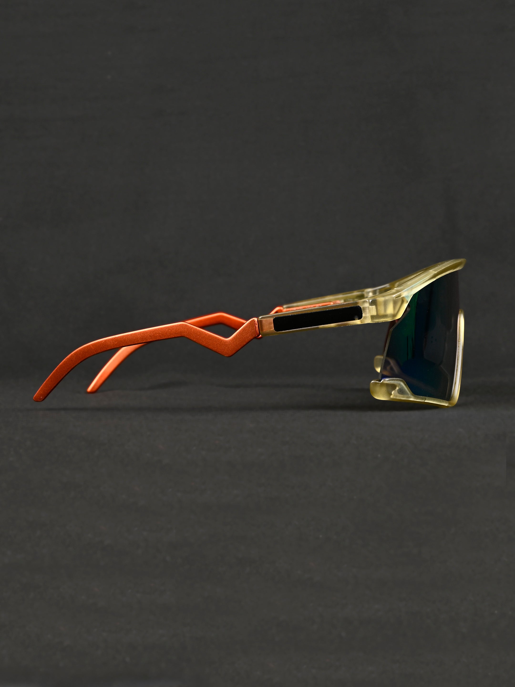 Eaga | Transparent Green Large Half Rim Shield Sports for Men & Women [Mirrored]